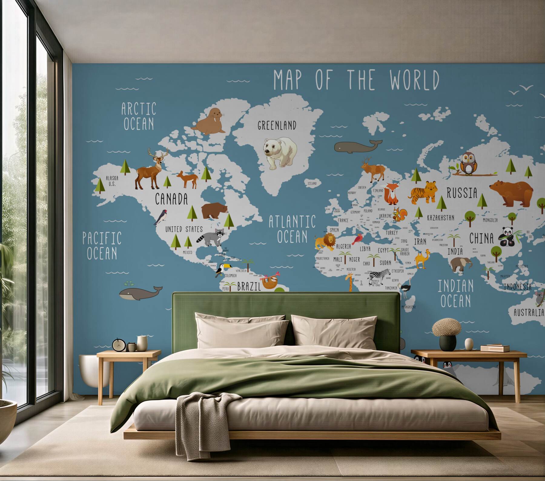 Fototapeta mapa wykonana w animowanej estetyce