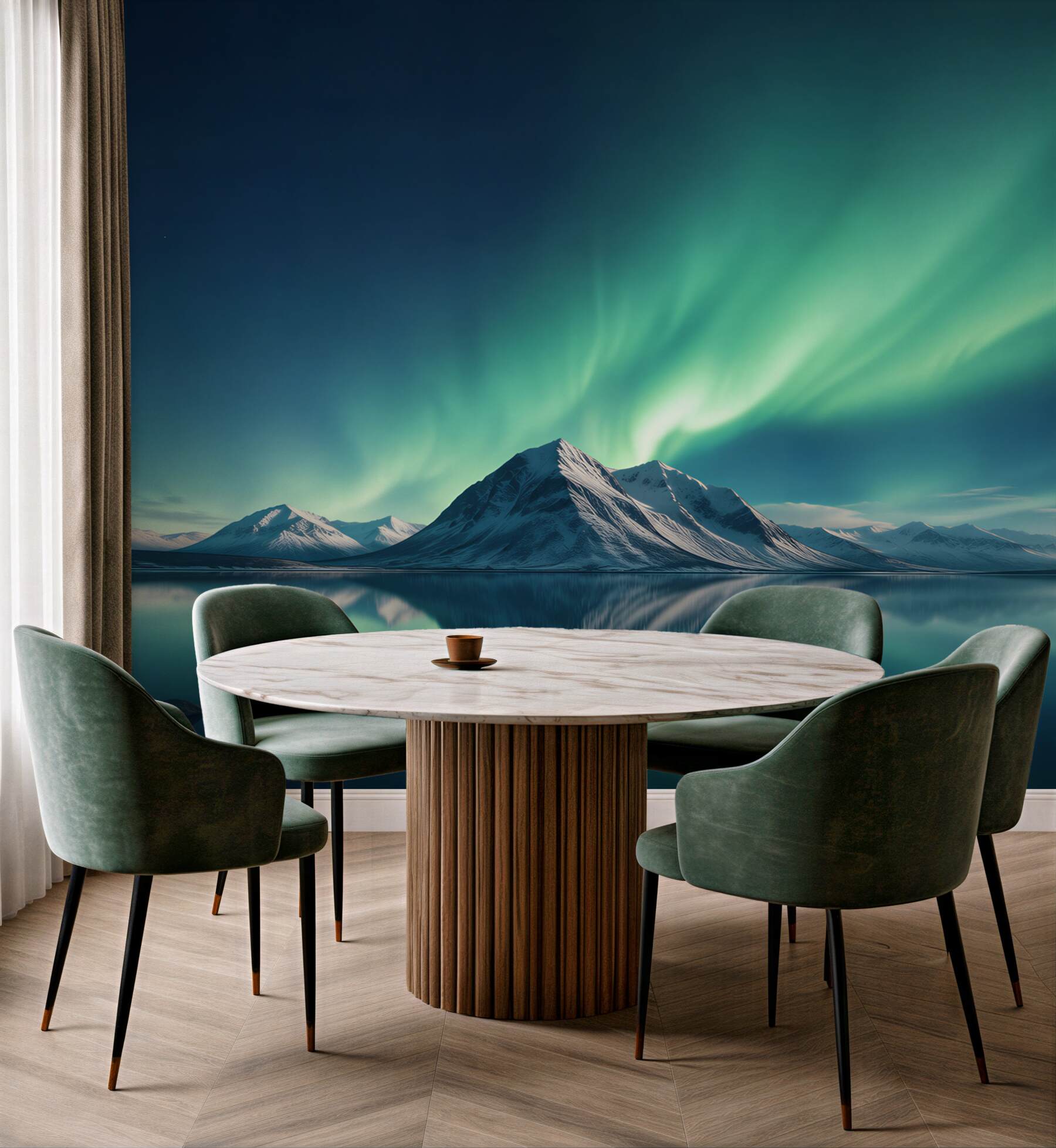 Fototapeta niesamowite zorze polarne nad morzem