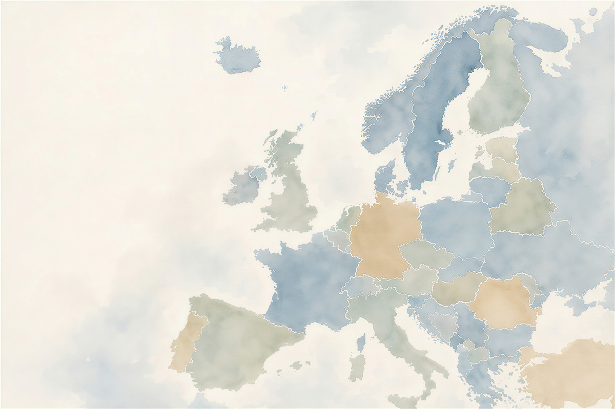 Fototapeta mapa europy z flagami krajów