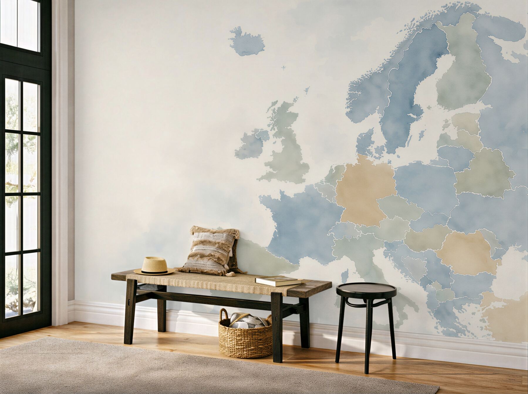 Fototapeta mapa europy z flagami krajów