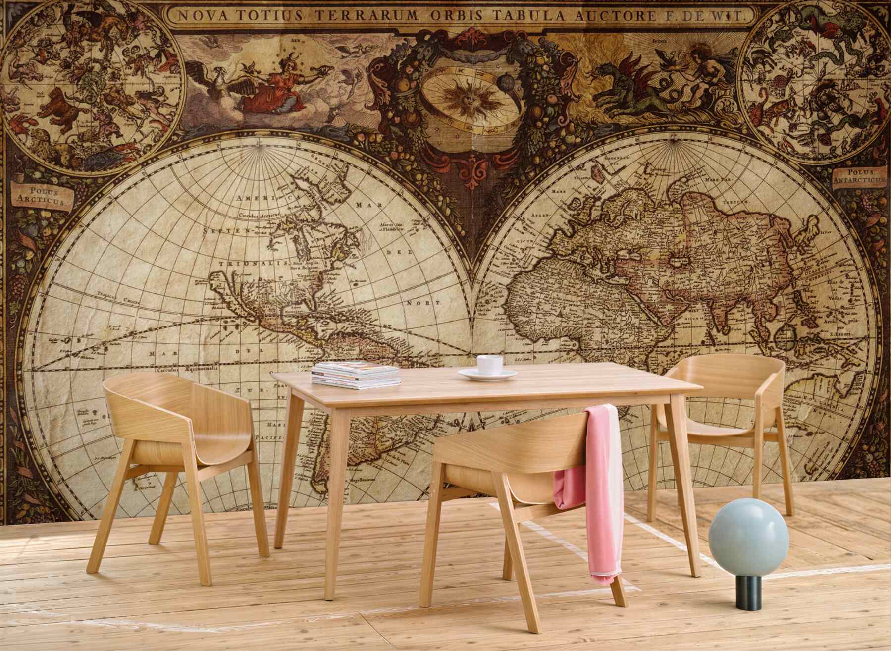 Fototapeta starożytna mapa geograficzna przedstawiona w postaci dwóch półkul