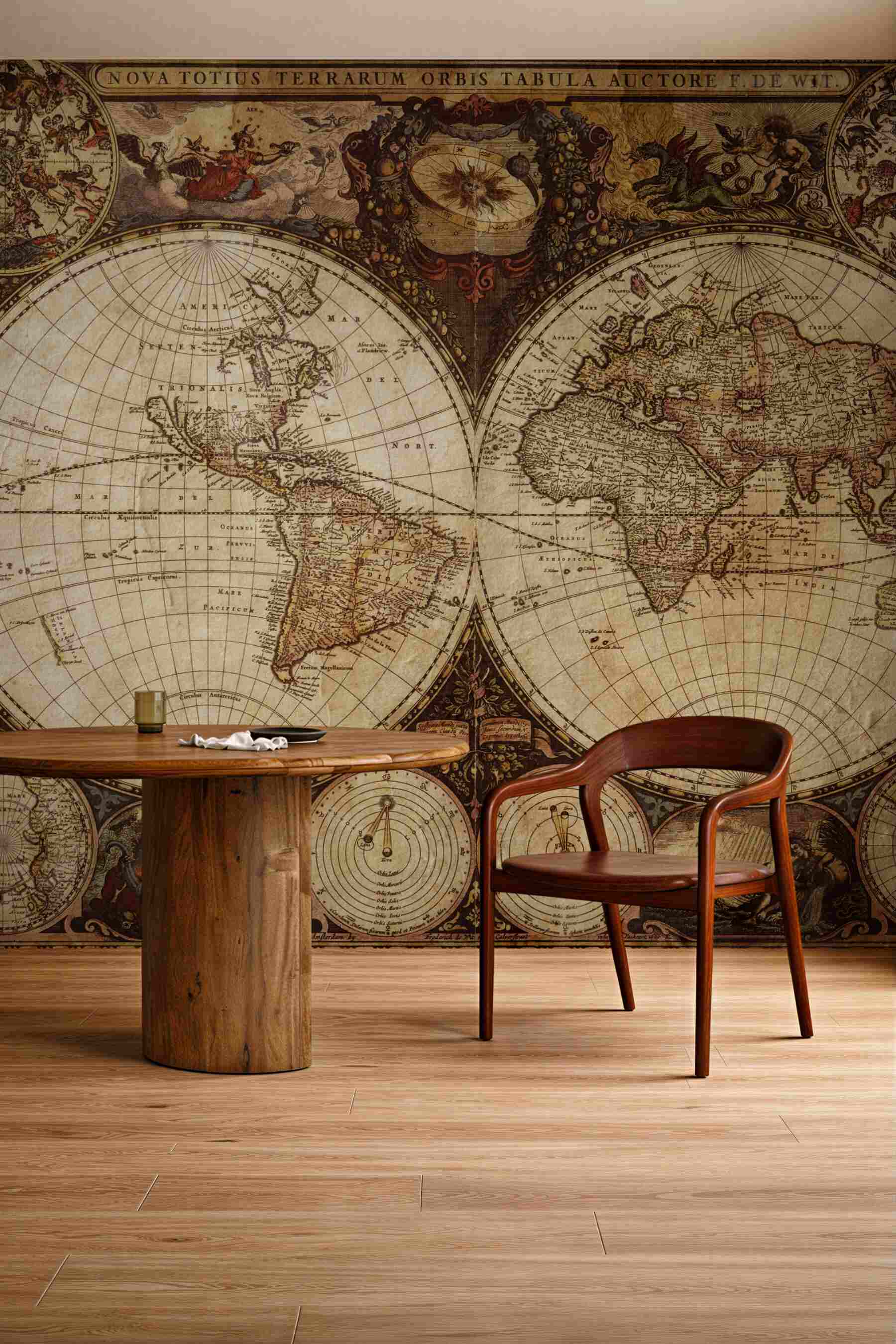 Fototapeta starożytna mapa geograficzna przedstawiona w postaci dwóch półkul