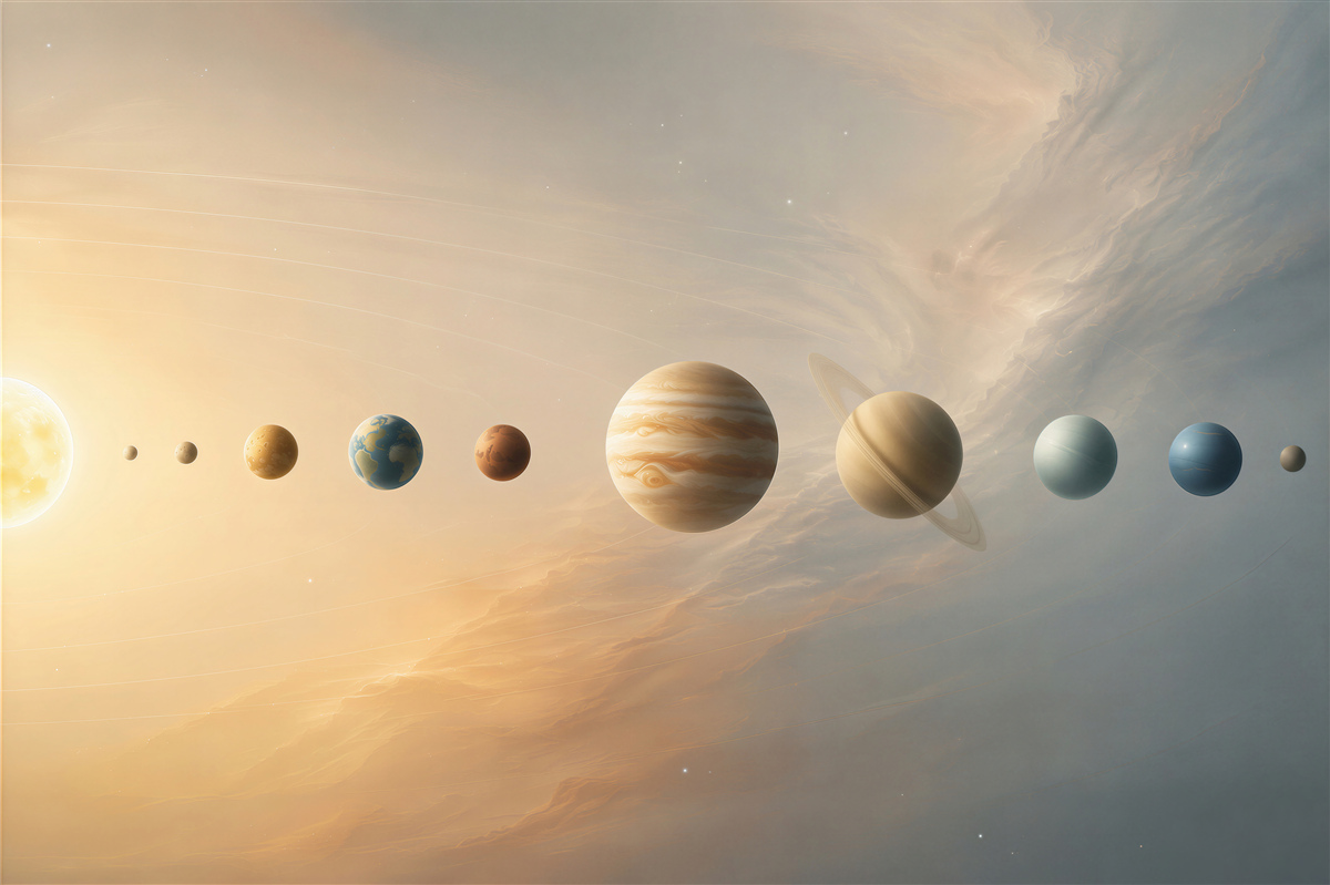 Fototapeta kolejność rotacji planet wokół naszej galaktyki