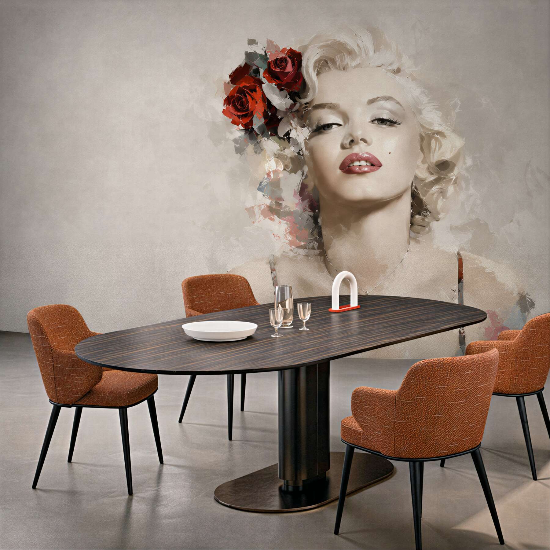 Fototapeta marilyn monroe z czerwonymi różami we włosach