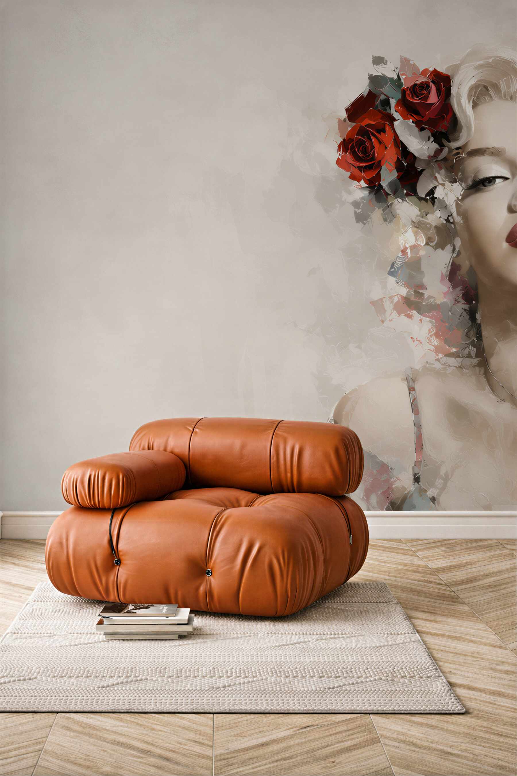 Fototapeta marilyn monroe z czerwonymi różami we włosach