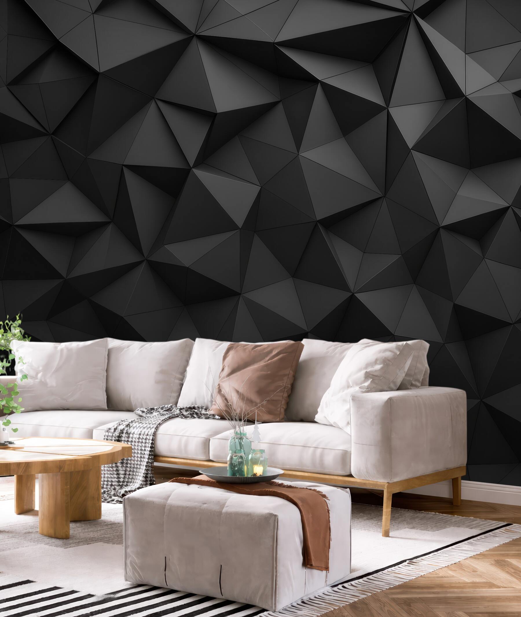Fototapeta czarne geometryczne trójwymiarowe faktury