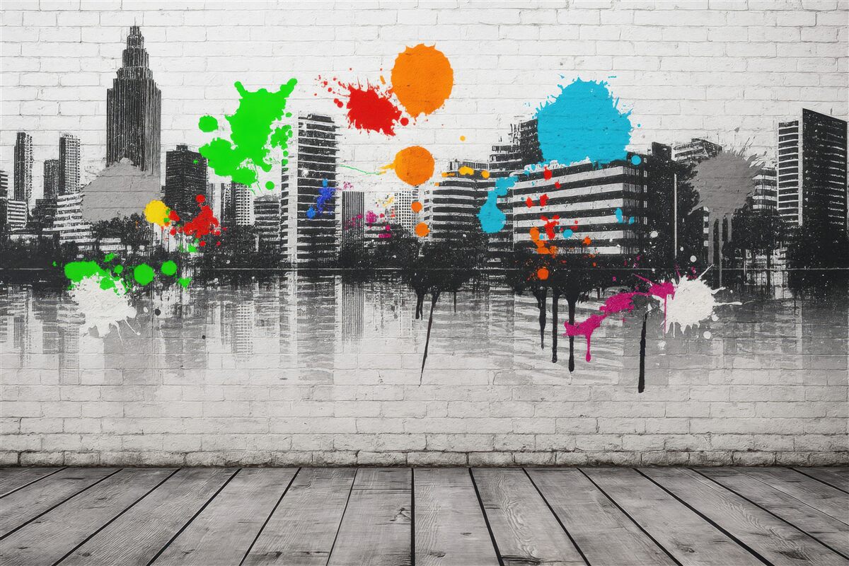 Fototapeta miejskie graffiti z kolorowym rozmachem