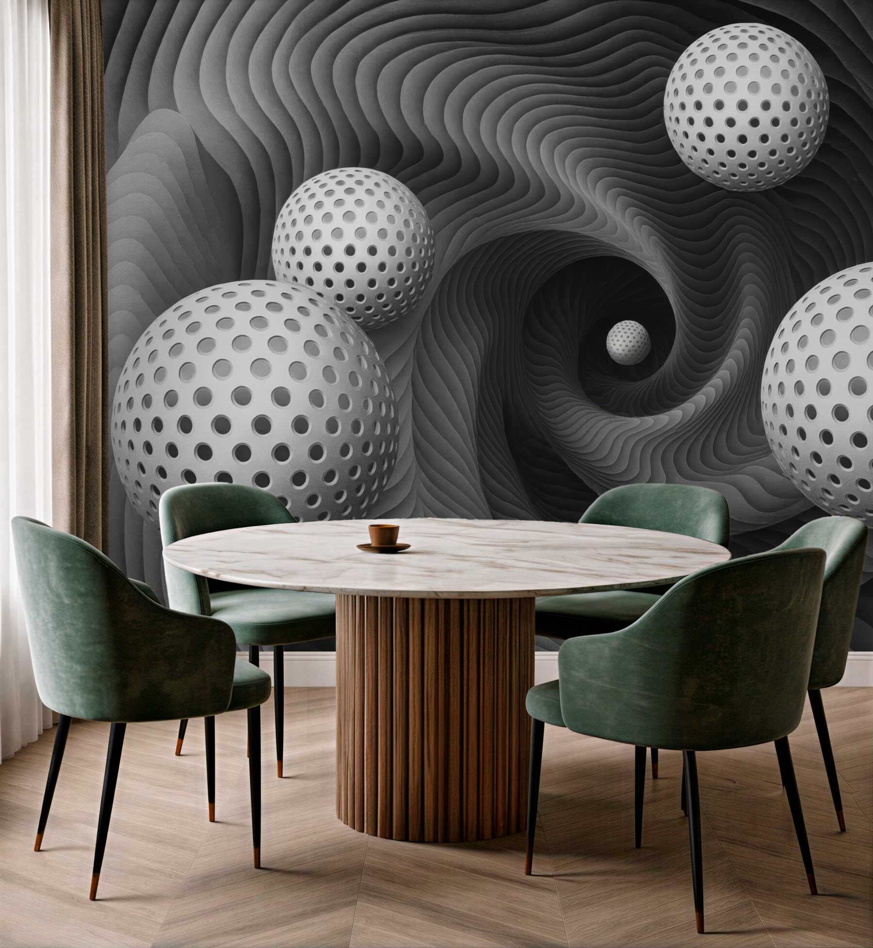 Fototapeta abstrakcyjne kule w futurystycznym tunelu