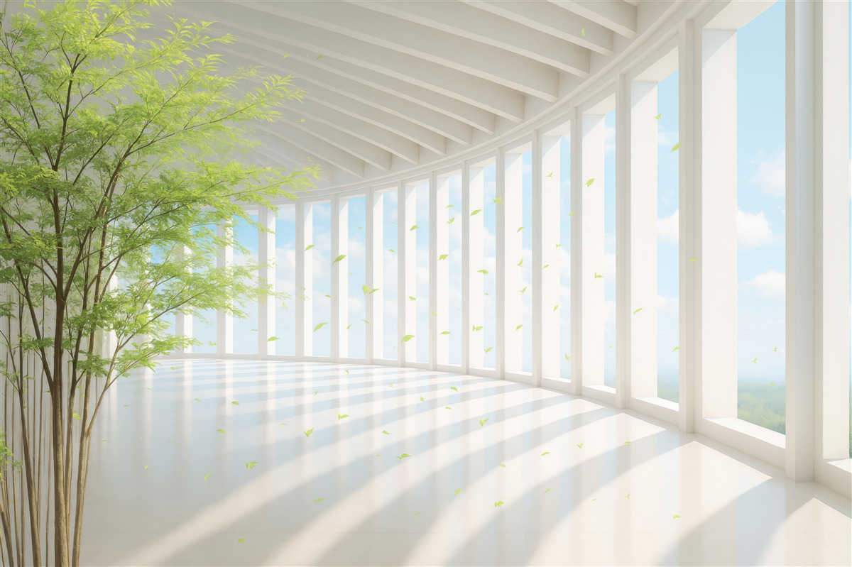 Fototapeta słoneczne atrium z lekką zielenią