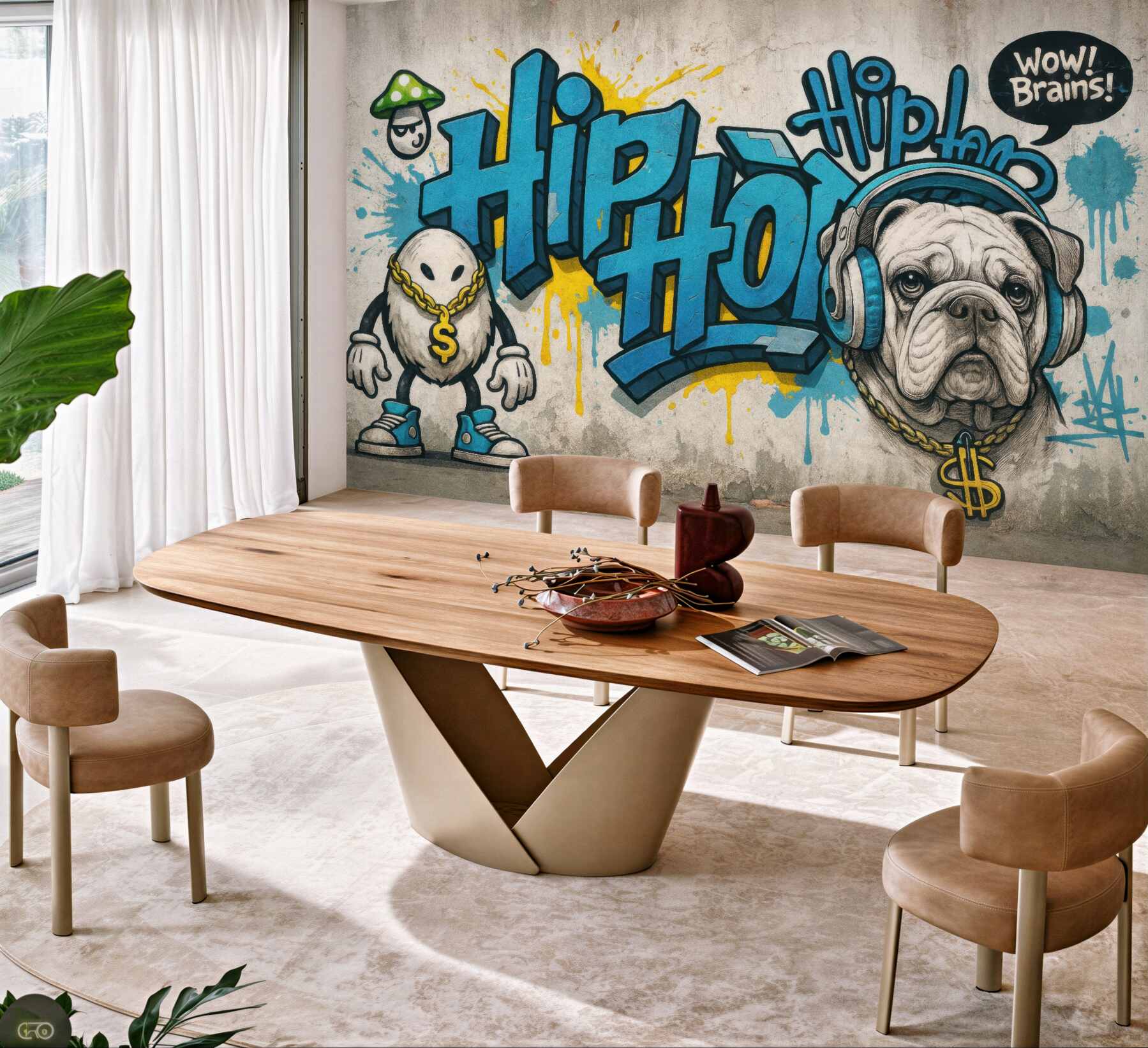 Fototapeta hiphopowy buldog w miejskim graffiti