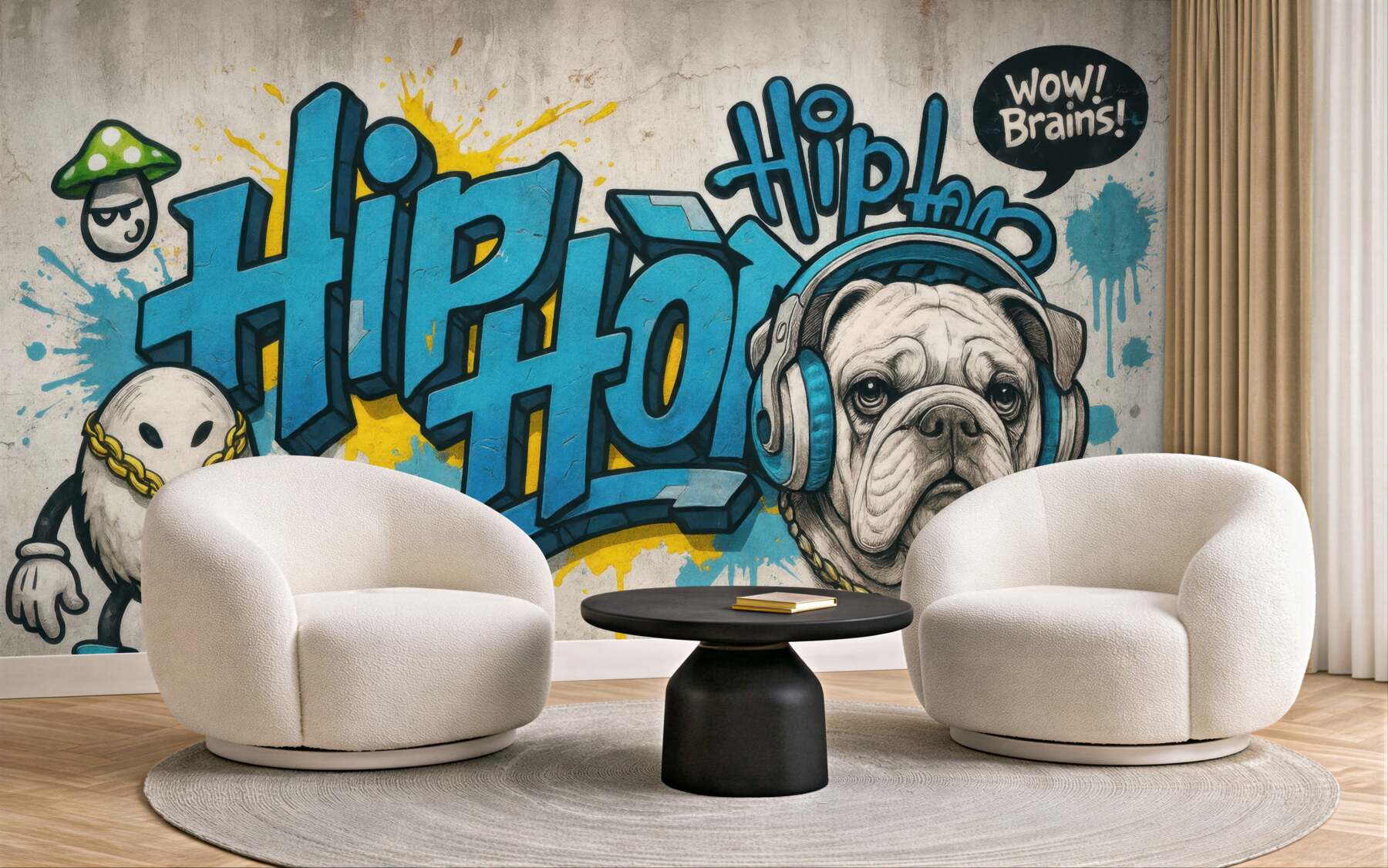 Fototapeta hiphopowy buldog w miejskim graffiti
