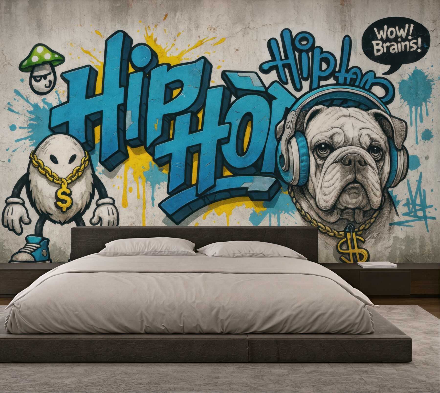 Fototapeta hiphopowy buldog w miejskim graffiti