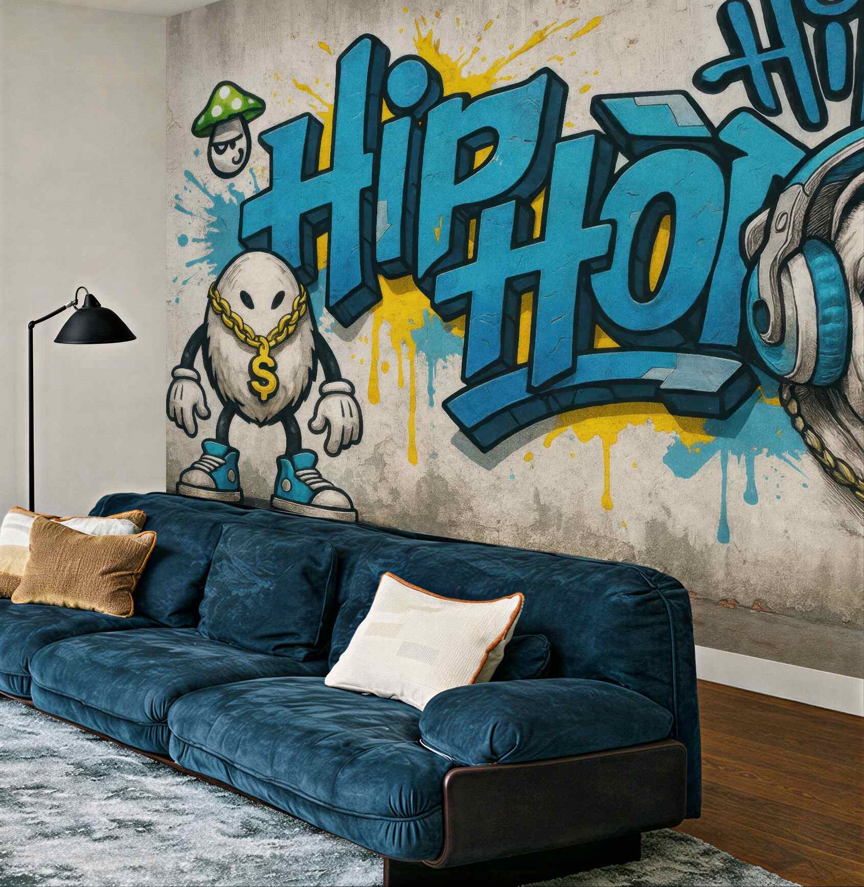 Fototapeta hiphopowy buldog w miejskim graffiti