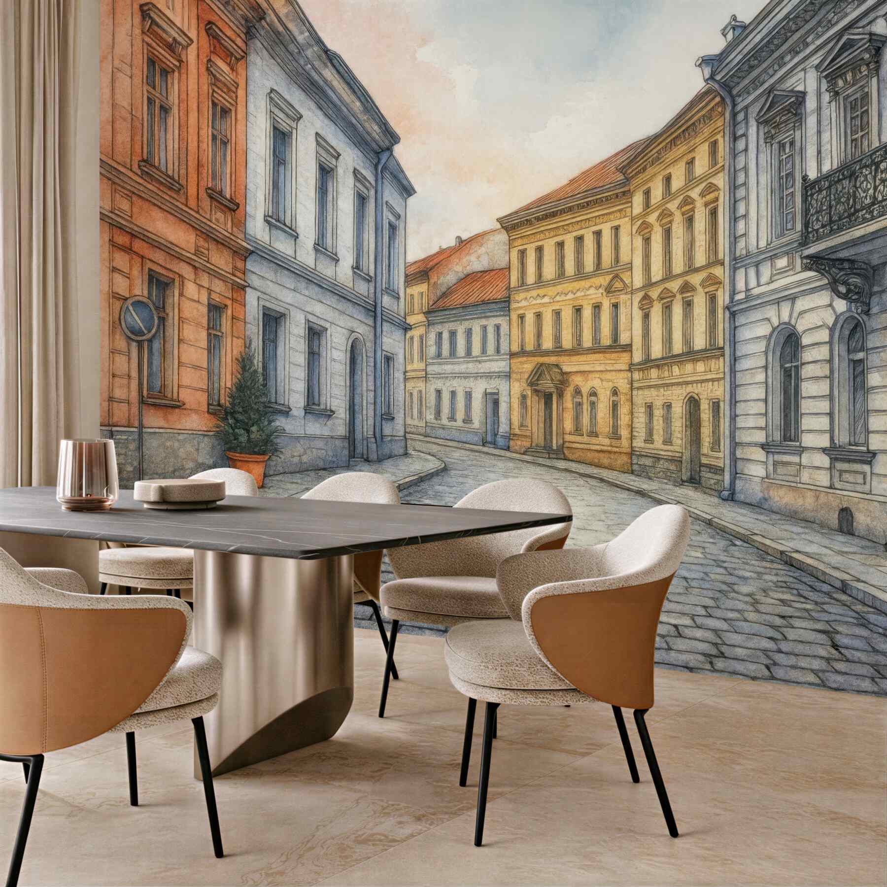 Fototapeta pastelowa uliczka w europejskim stylu