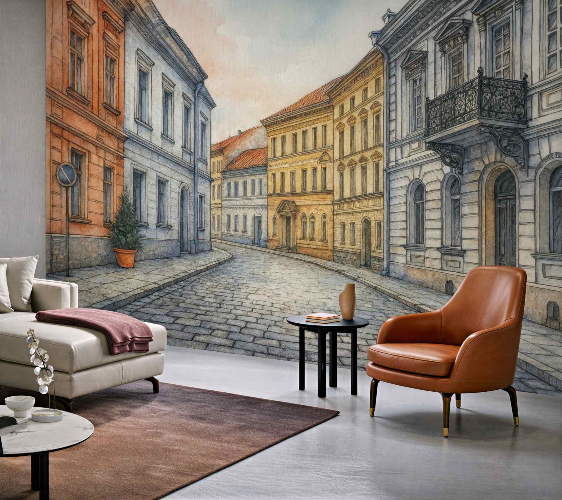 Fototapeta pastelowa uliczka w europejskim stylu
