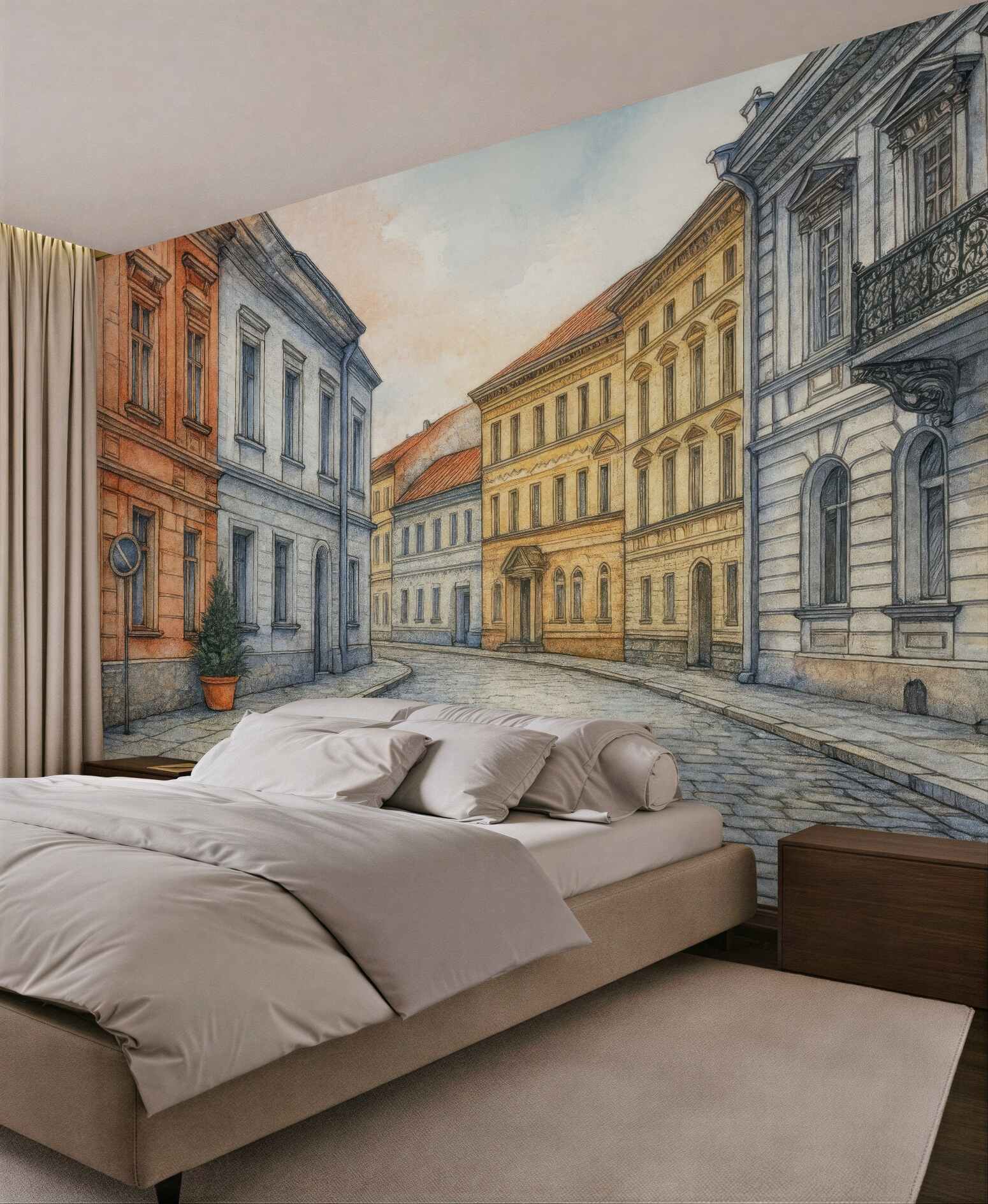 Fototapeta pastelowa uliczka w europejskim stylu