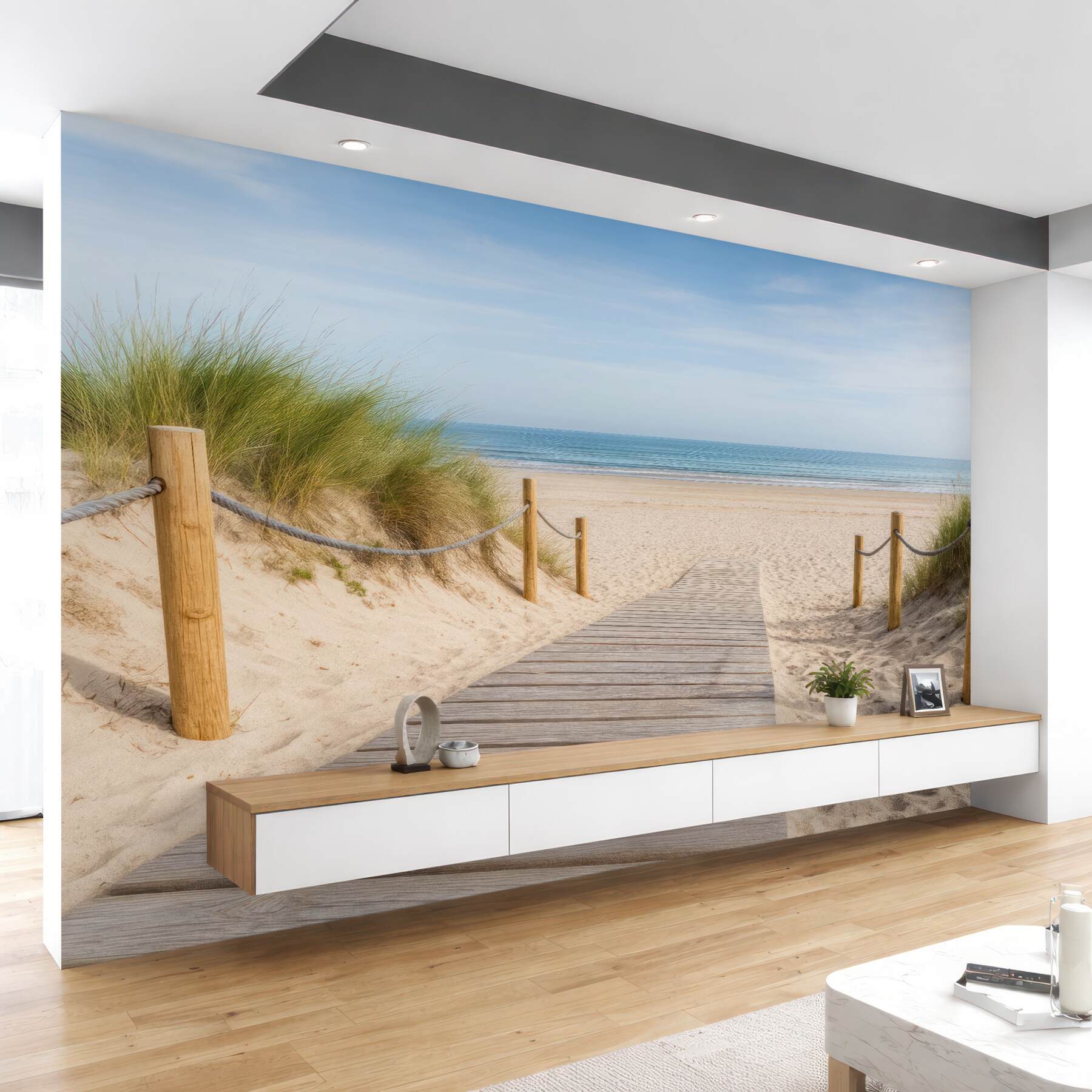Fototapeta słoneczna ścieżka na spokojną plażę