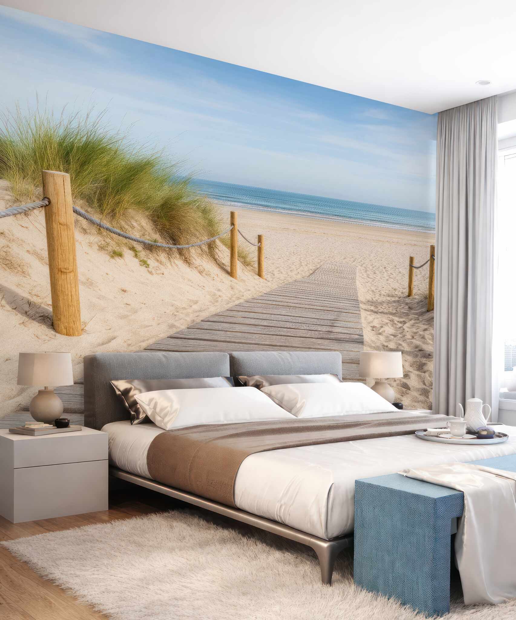Fototapeta słoneczna ścieżka na spokojną plażę