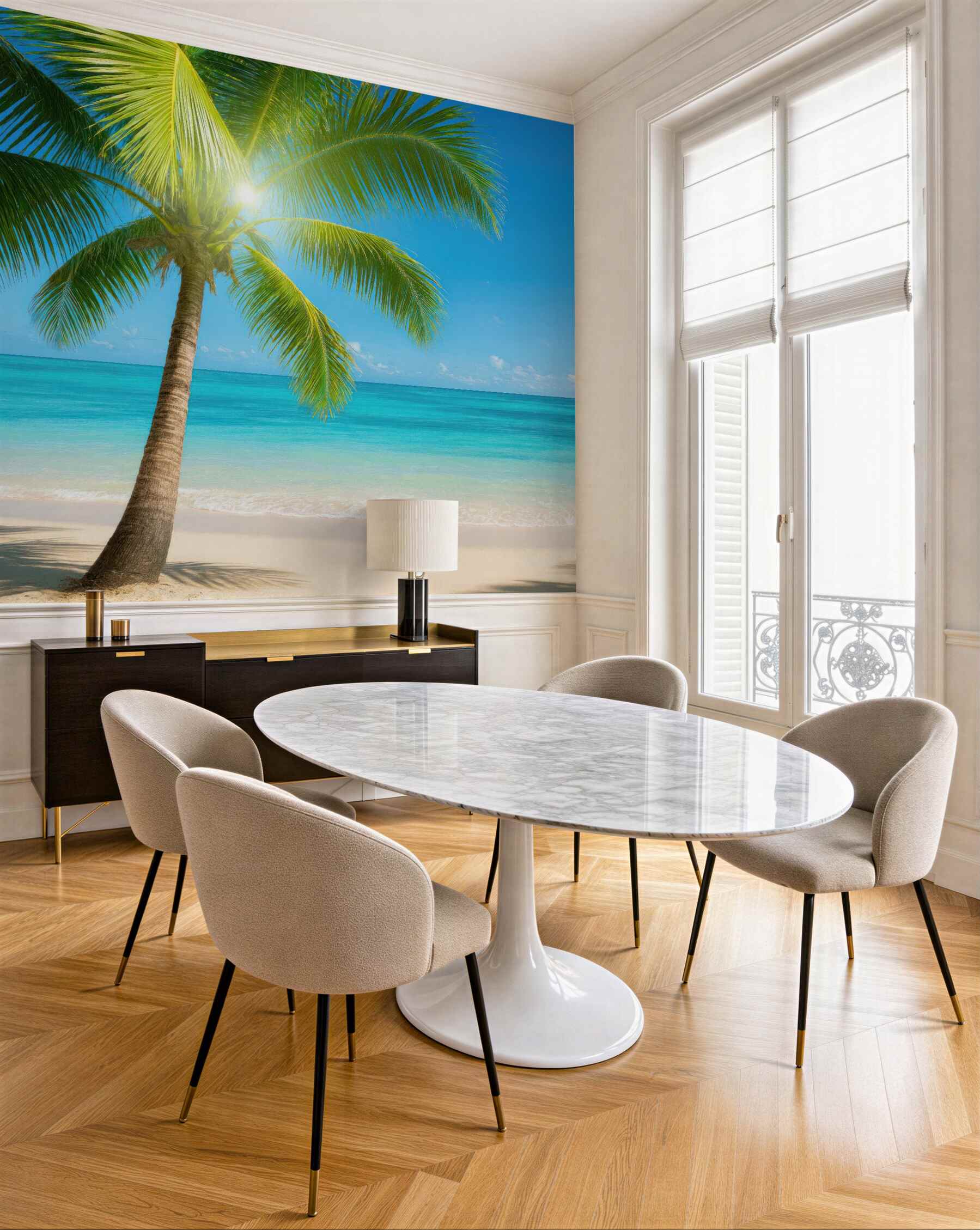 Fototapeta rajska plaża pod palmami
