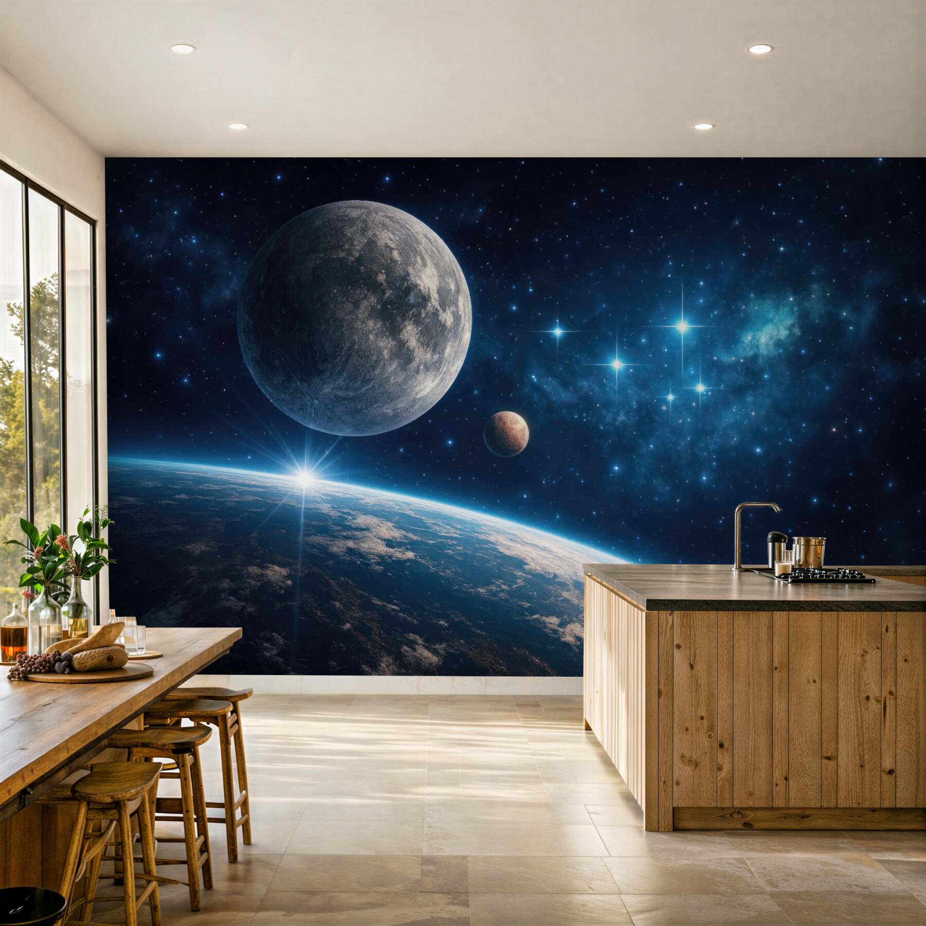 Fototapeta kosmiczny wschód nad planetarnym horyzontem