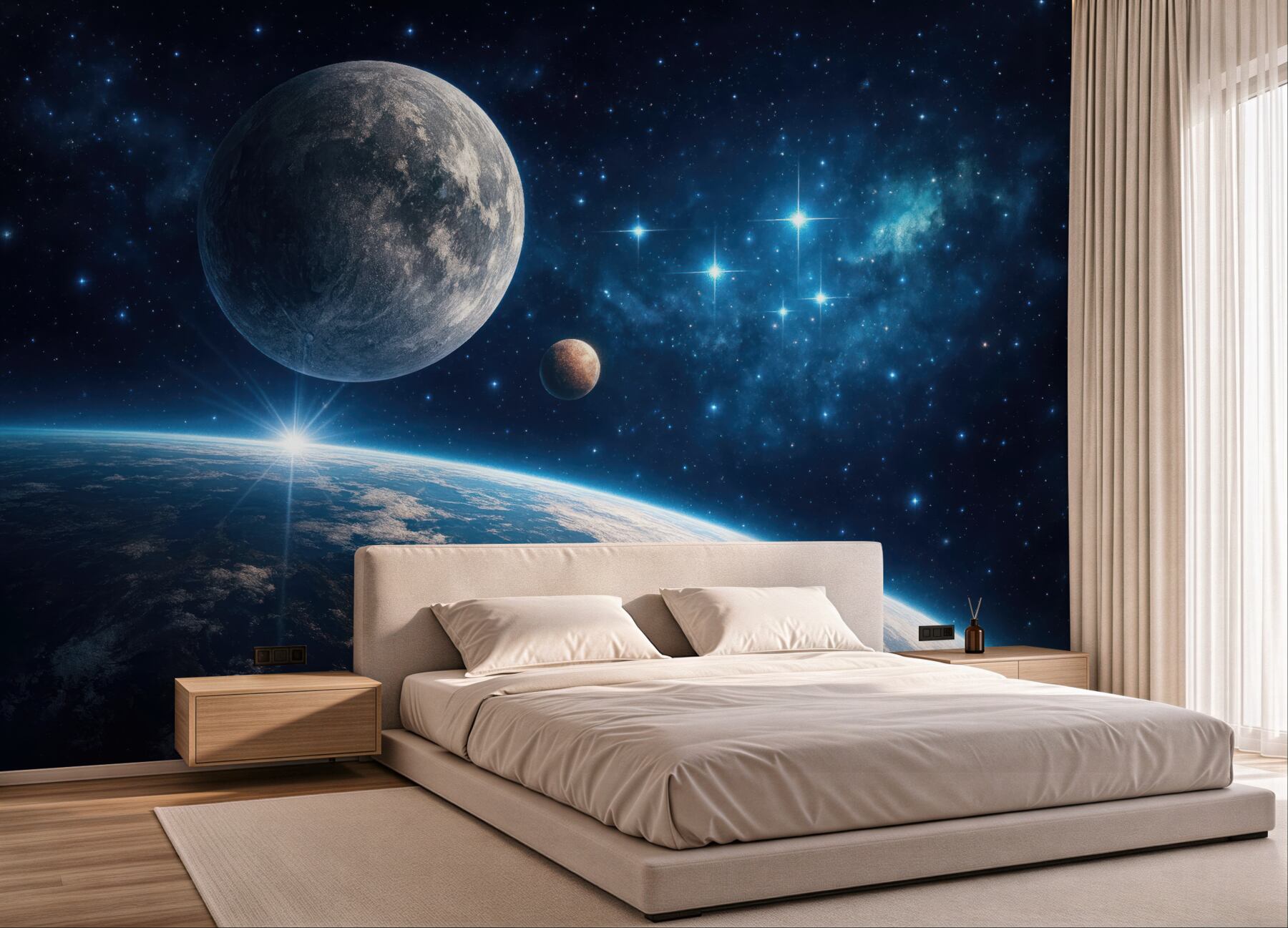 Fototapeta kosmiczny wschód nad planetarnym horyzontem