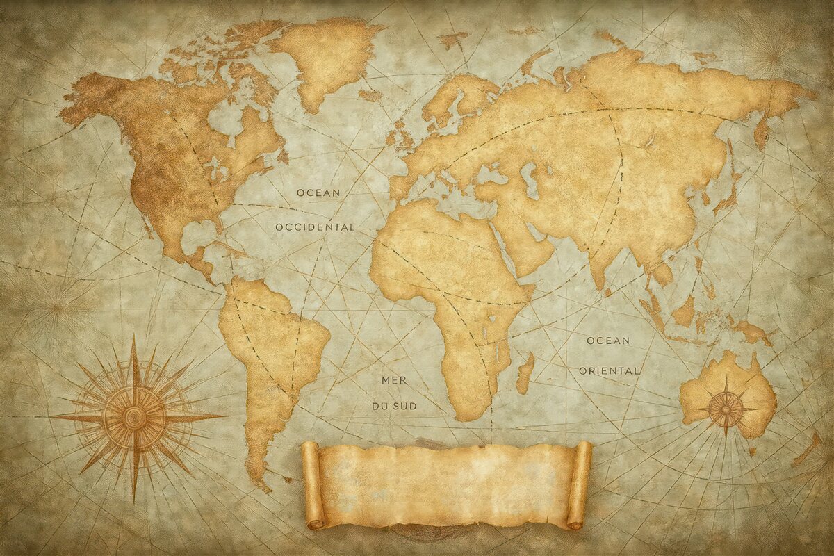 Fototapeta vintage mapa świata na pergaminie