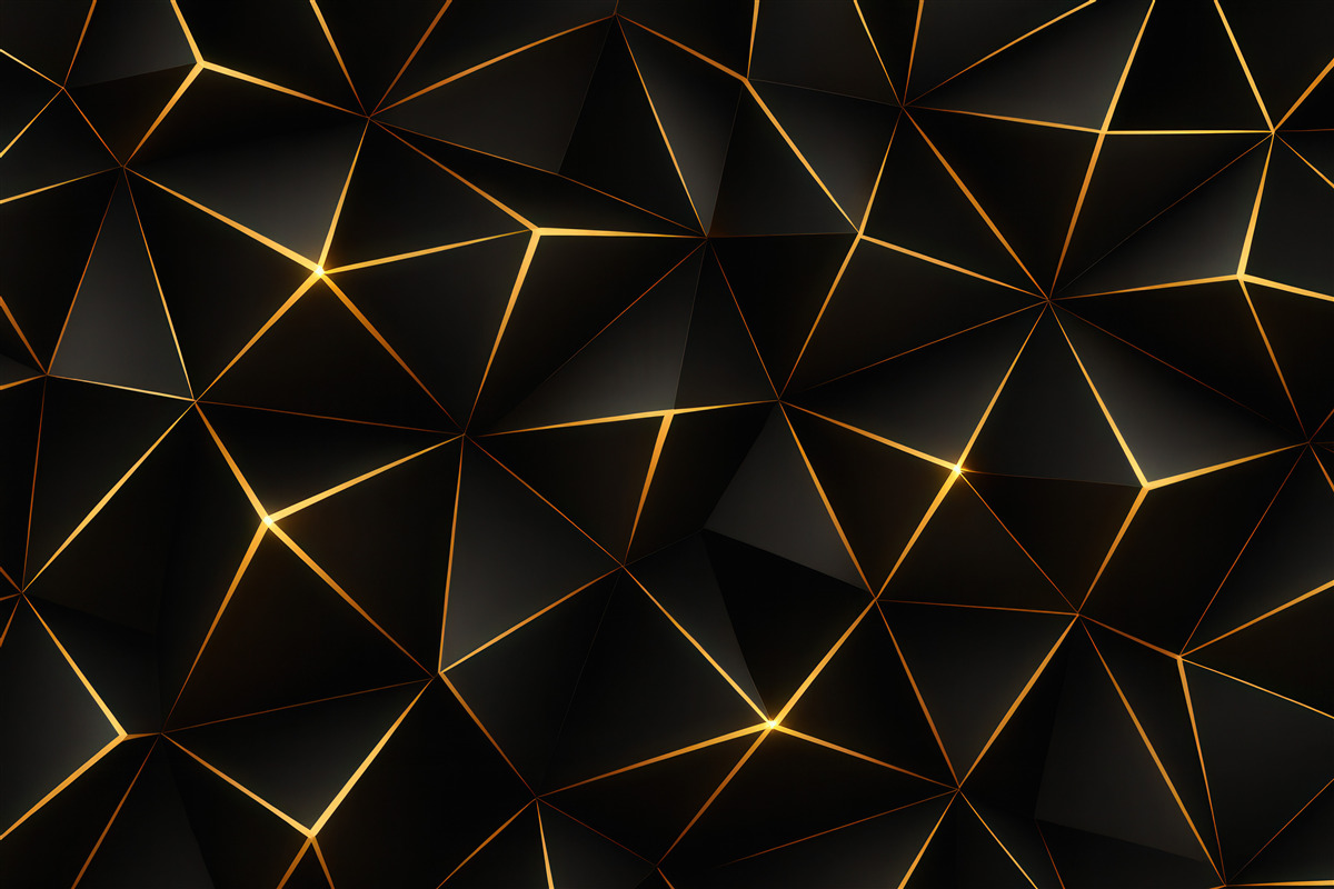 Fototapeta geometryczna czerń z złotym blaskiem