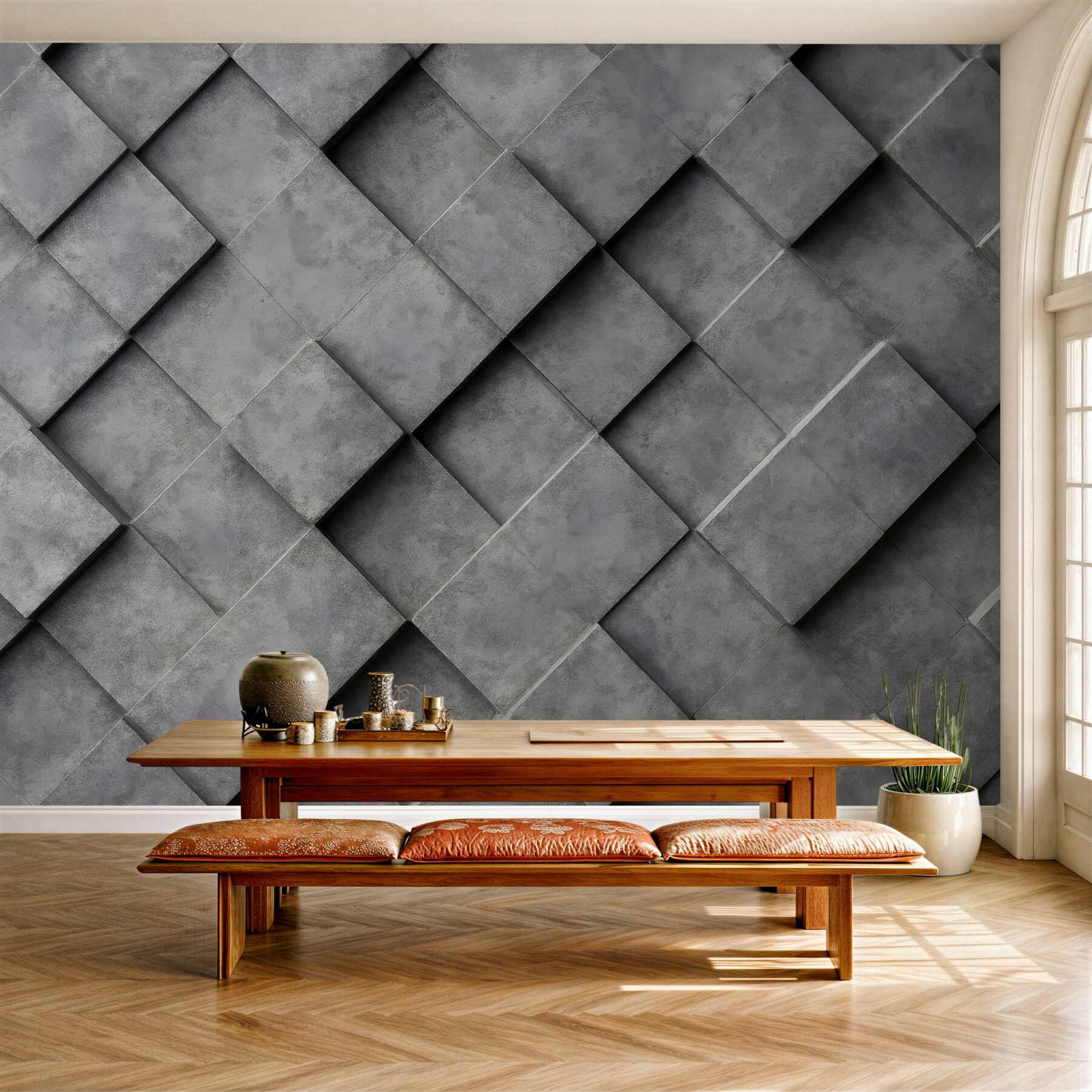 Fototapeta grafitowa geometryczna mozaika 3d