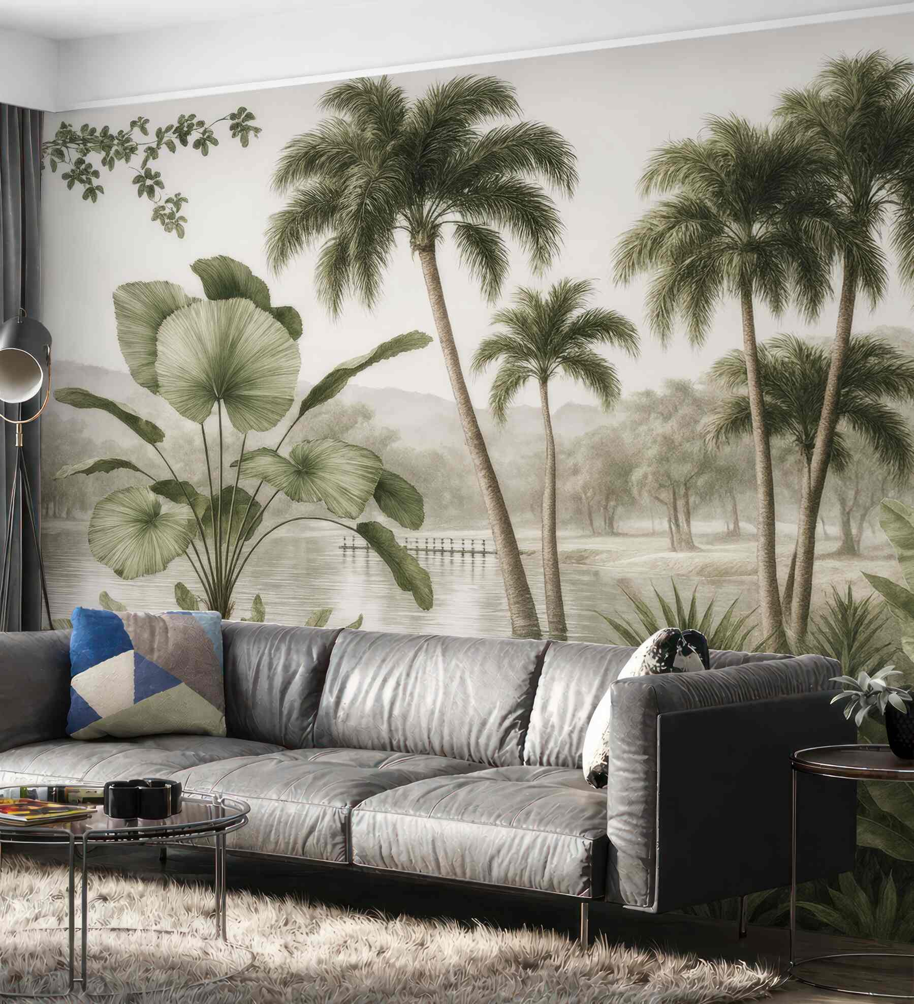 Fototapeta spokojna tropikalna laguna z palmami