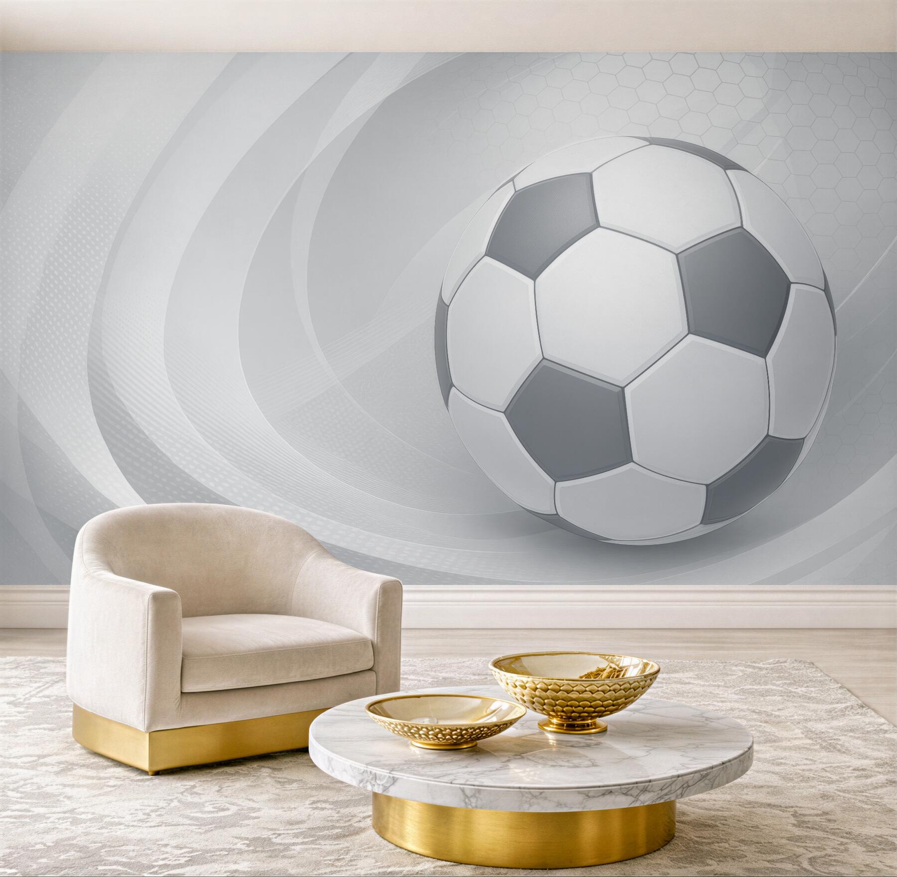 Fototapeta minimalistyczna piłka w srebrnej dynamice