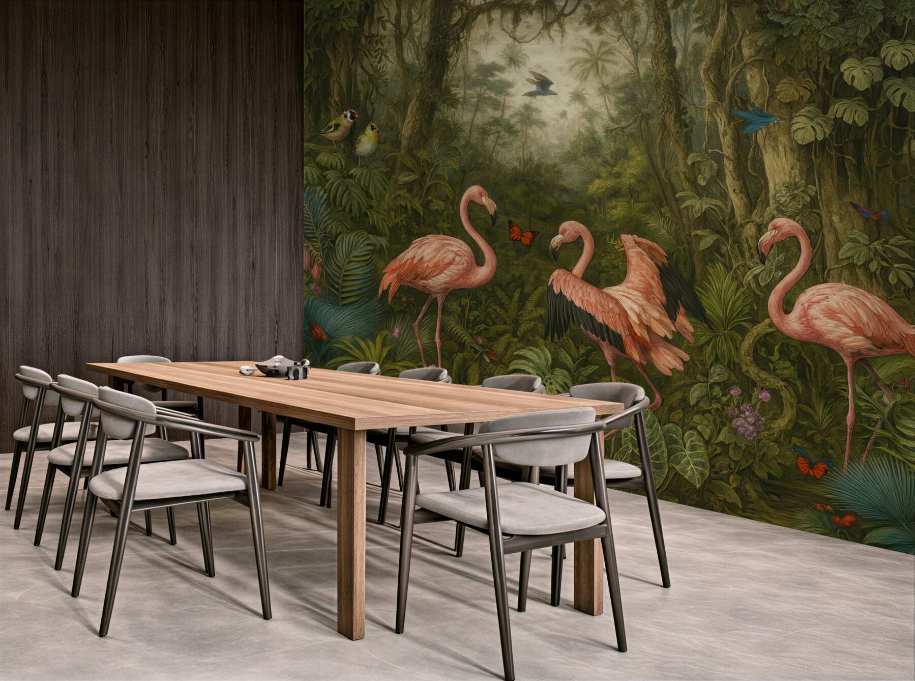 Fototapeta flamingi w tajemniczej tropikalnej dżungli