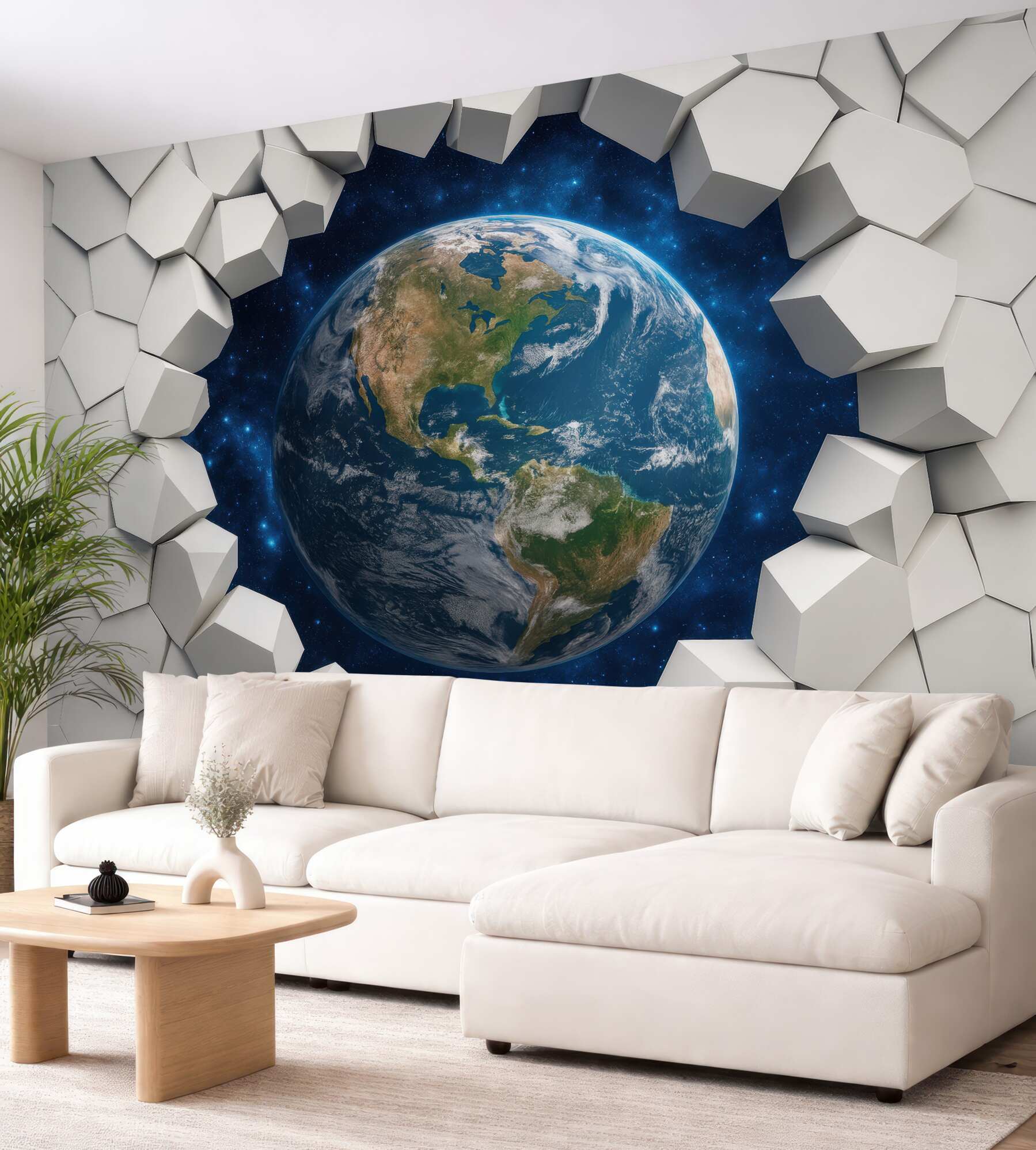 Fototapeta ziemia w kosmicznym geometrycznym portalu