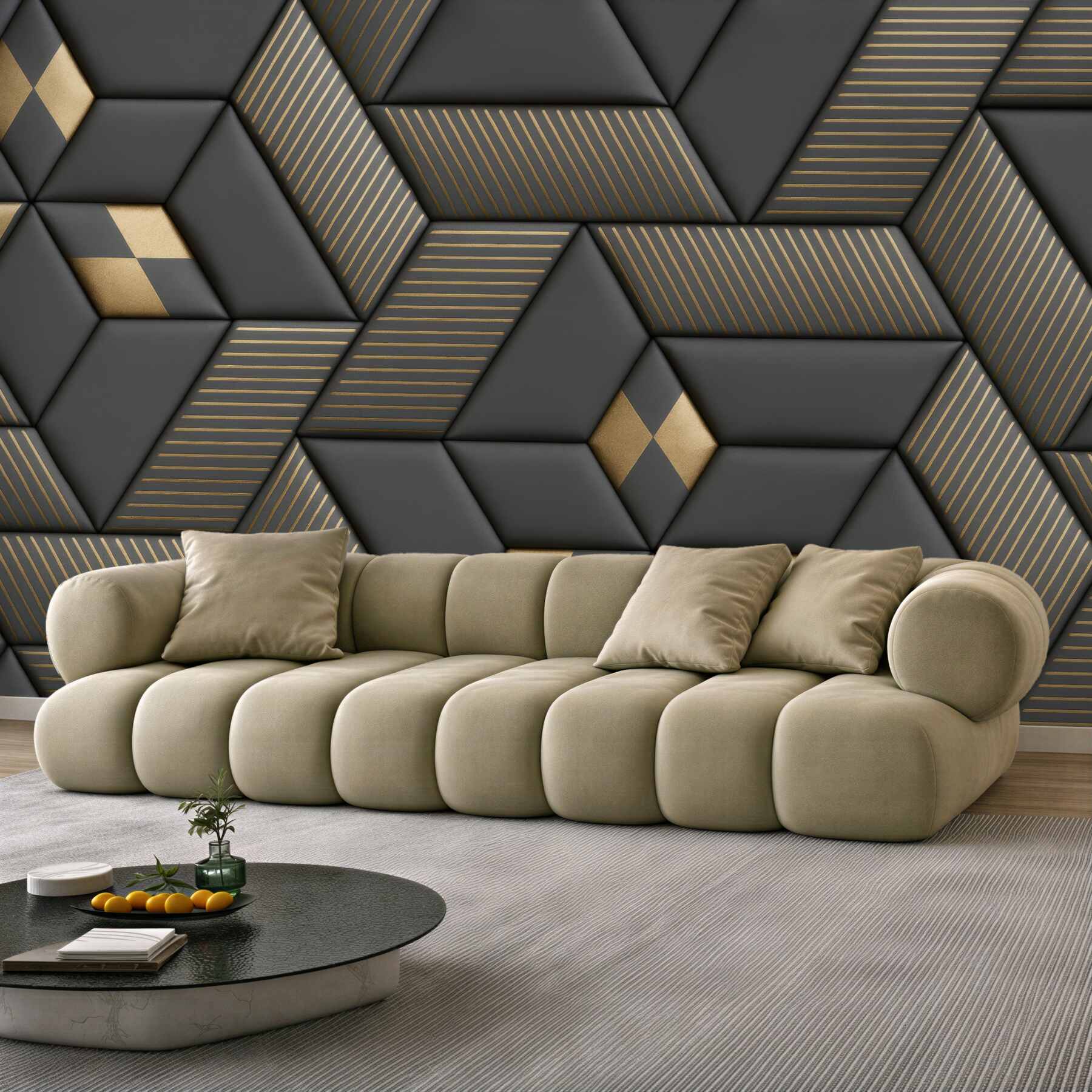 Fototapeta geometryczna elegancja w graficie i złocie