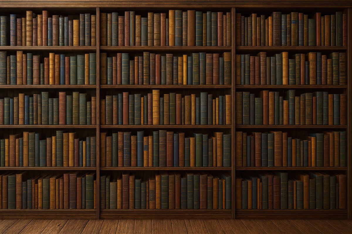 Fototapeta klasyczna biblioteka w ciepłym drewnie