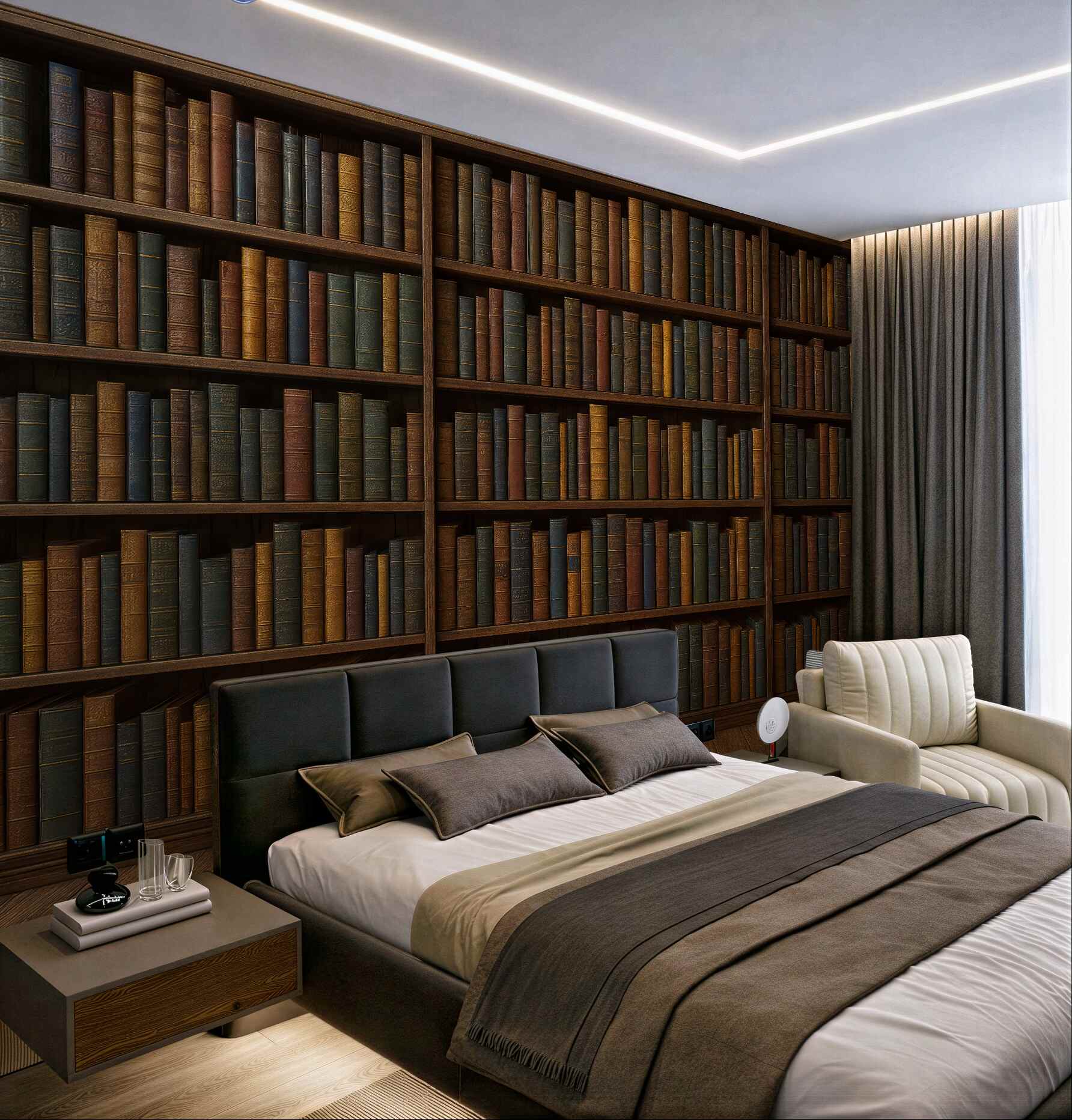 Fototapeta klasyczna biblioteka w ciepłym drewnie