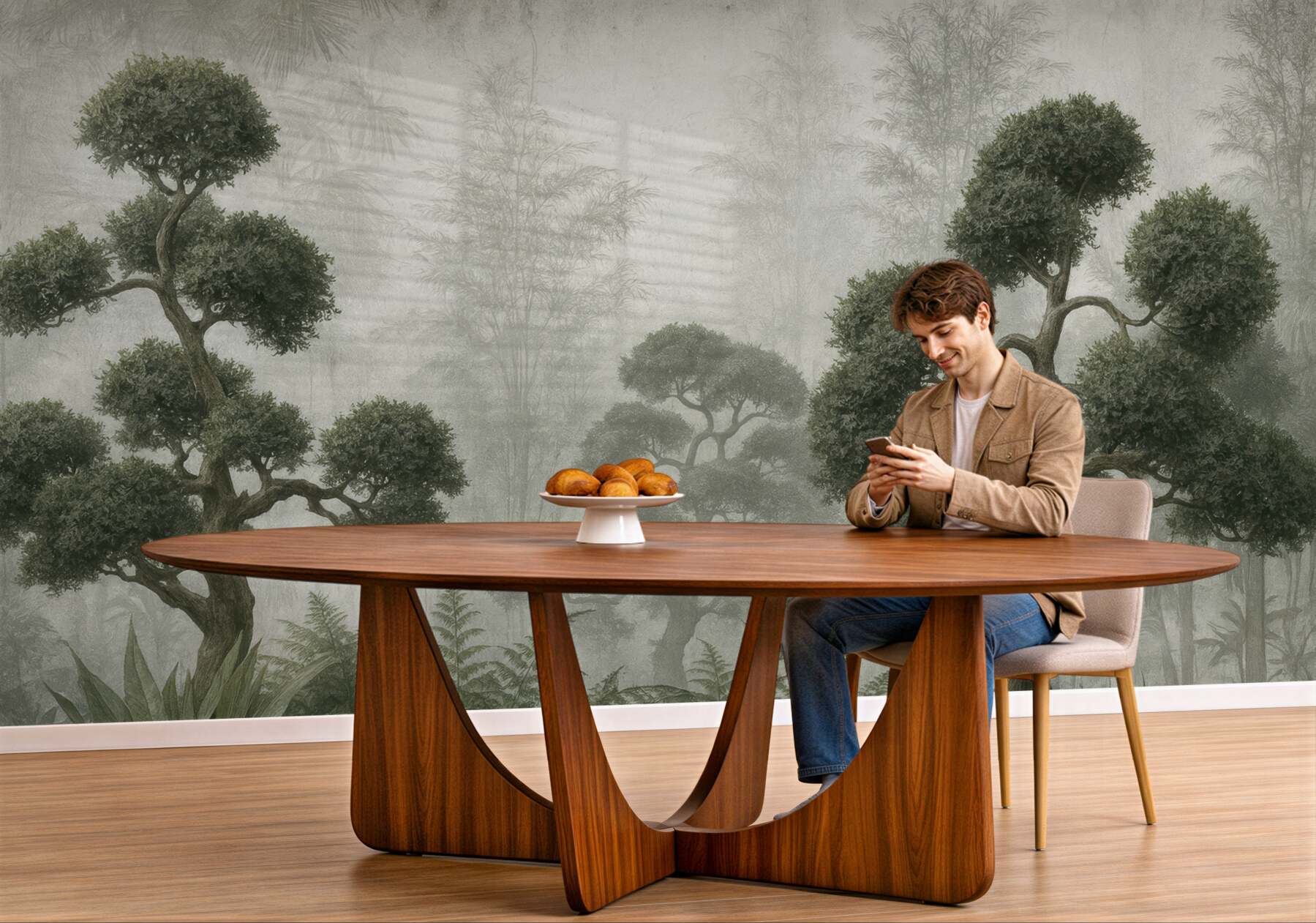 Fototapeta mroczny las bonsai we mgle