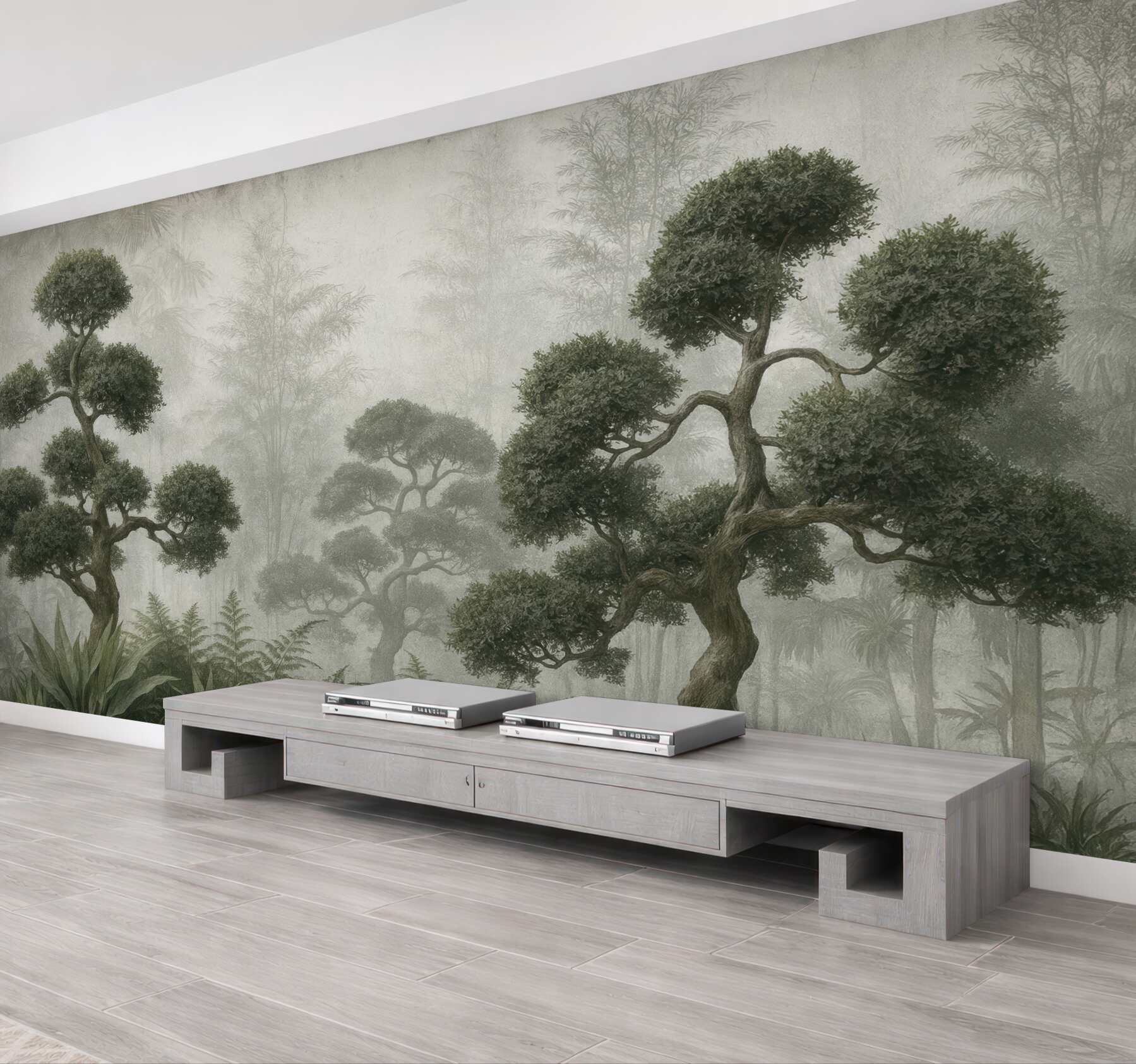 Fototapeta mroczny las bonsai we mgle