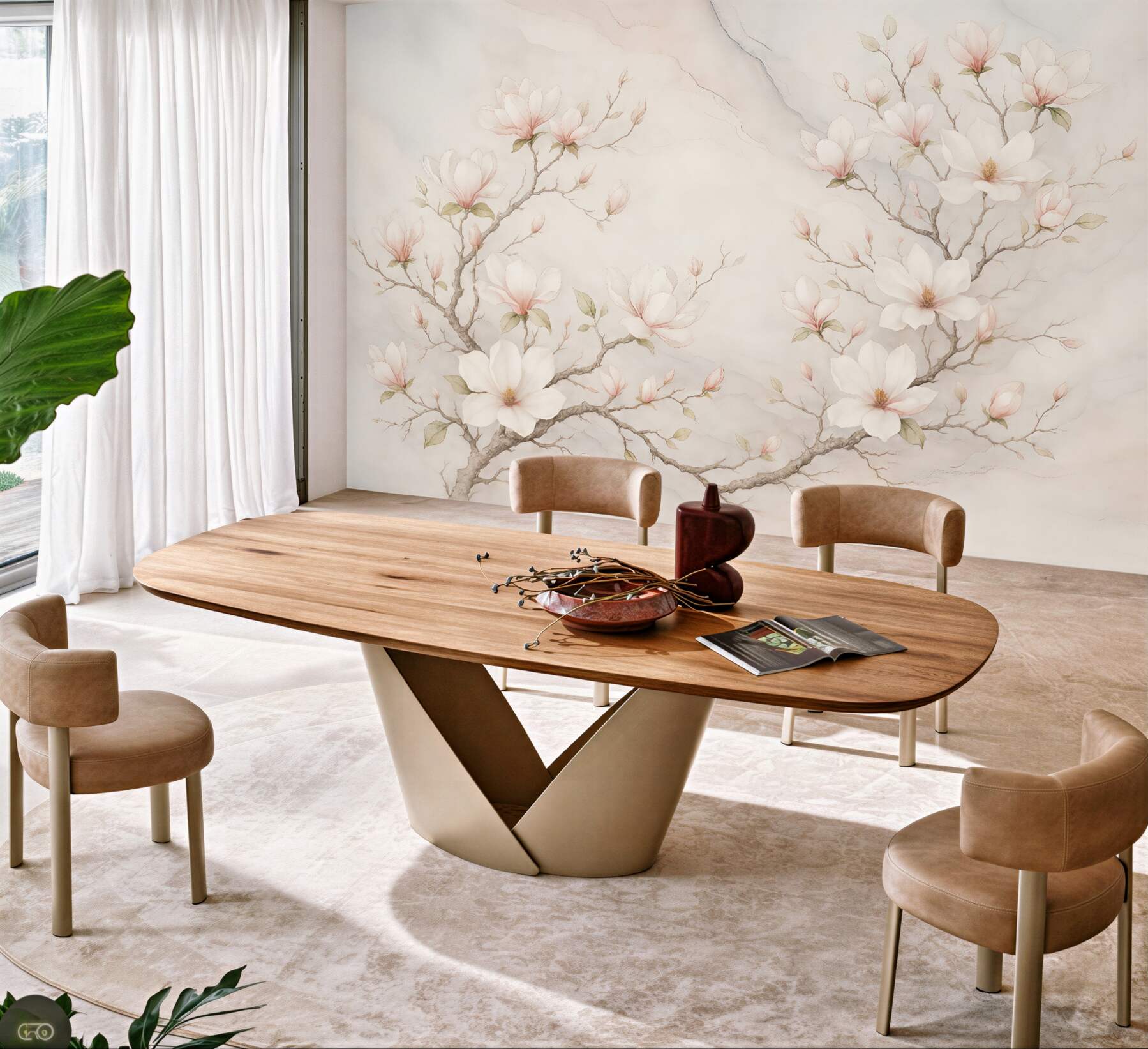 Fototapeta delikatne magnolie na marmurowym tle