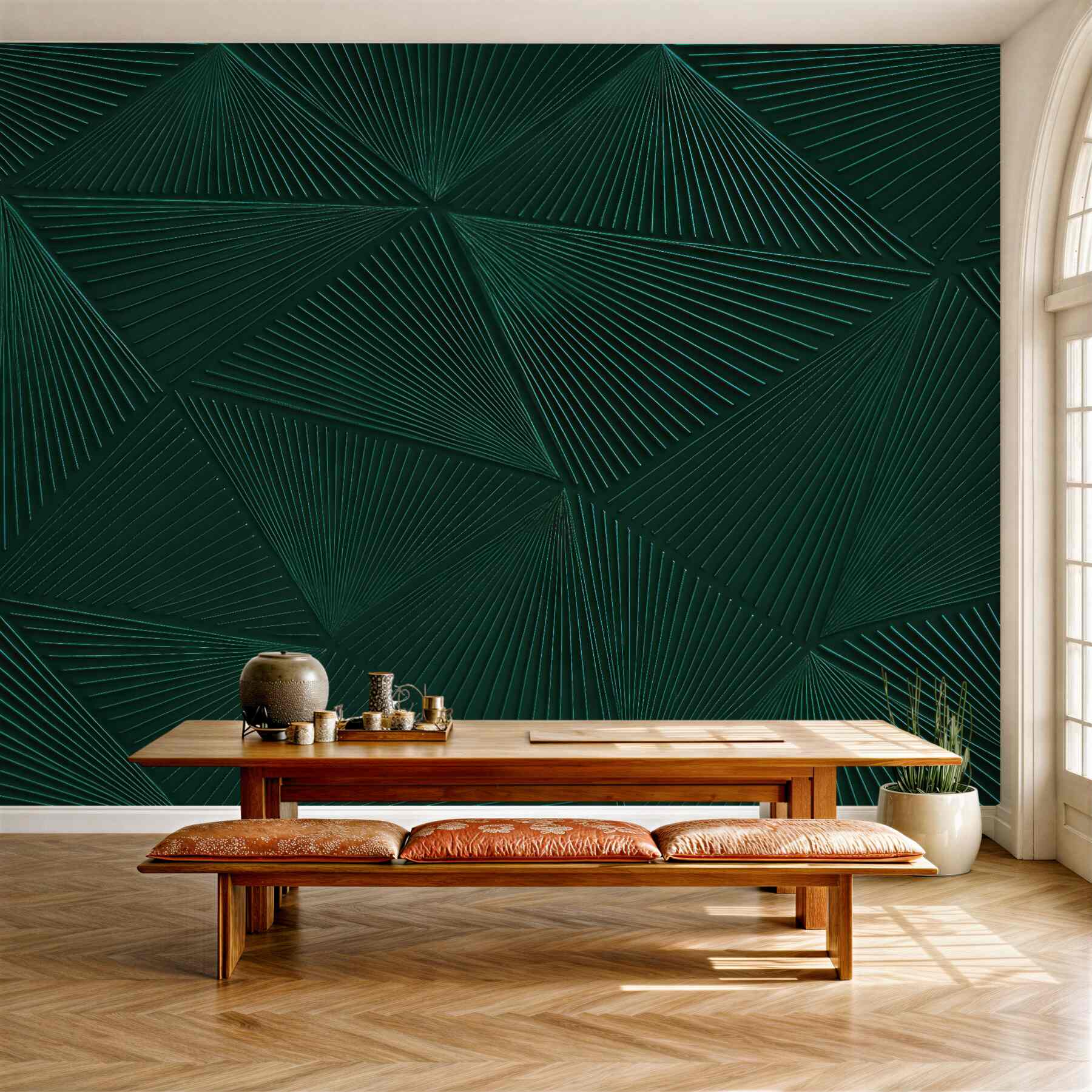 Fototapeta szmaragdowa geometryczna abstrakcja 3d