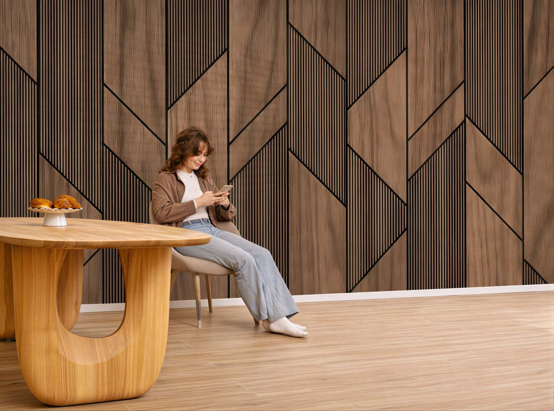 Fototapeta geometryczne drewniane panele nowoczesne