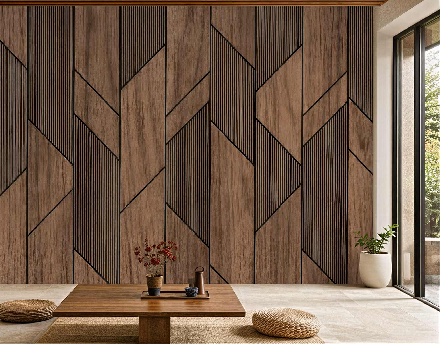 Fototapeta geometryczne drewniane panele nowoczesne