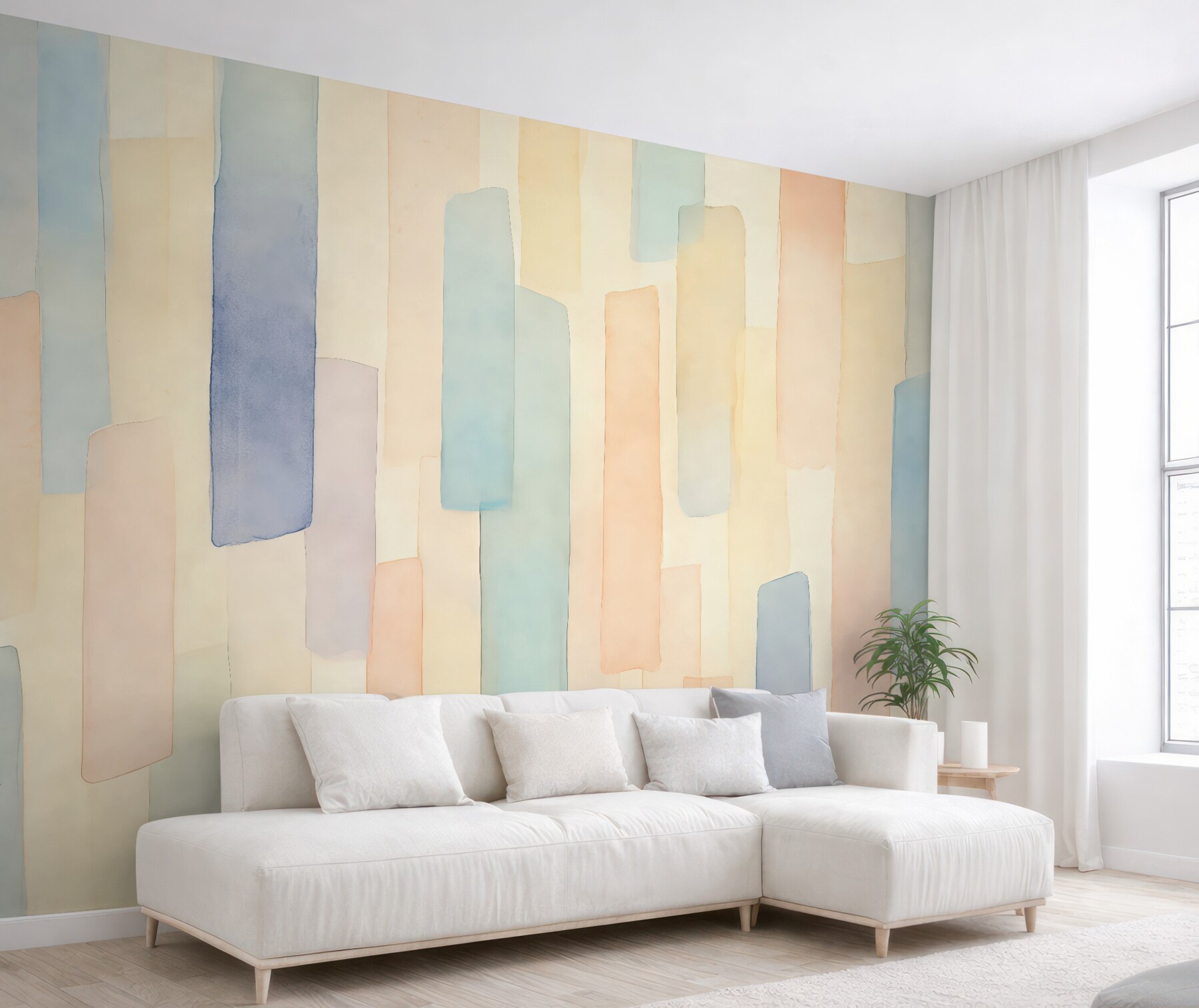 Fototapeta pastelowa abstrakcja pionowych akwarelowych form