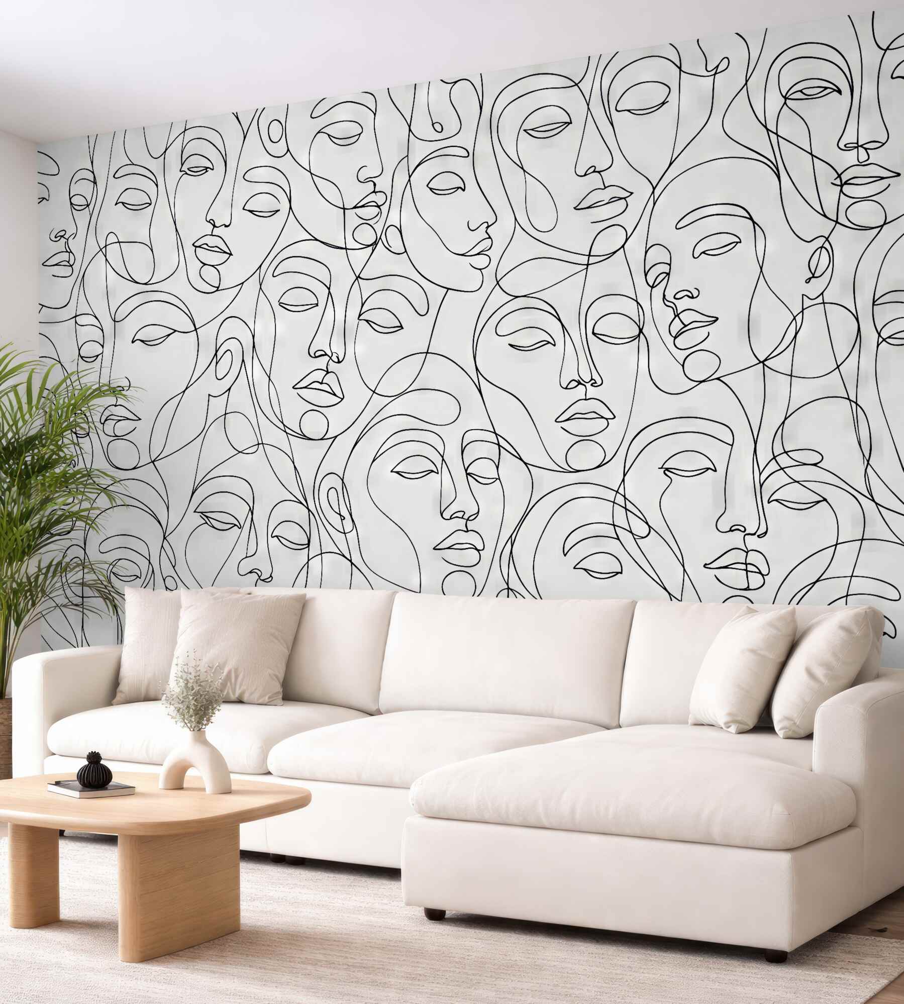 Fototapeta abstrakcyjne twarze w minimalistycznej linii