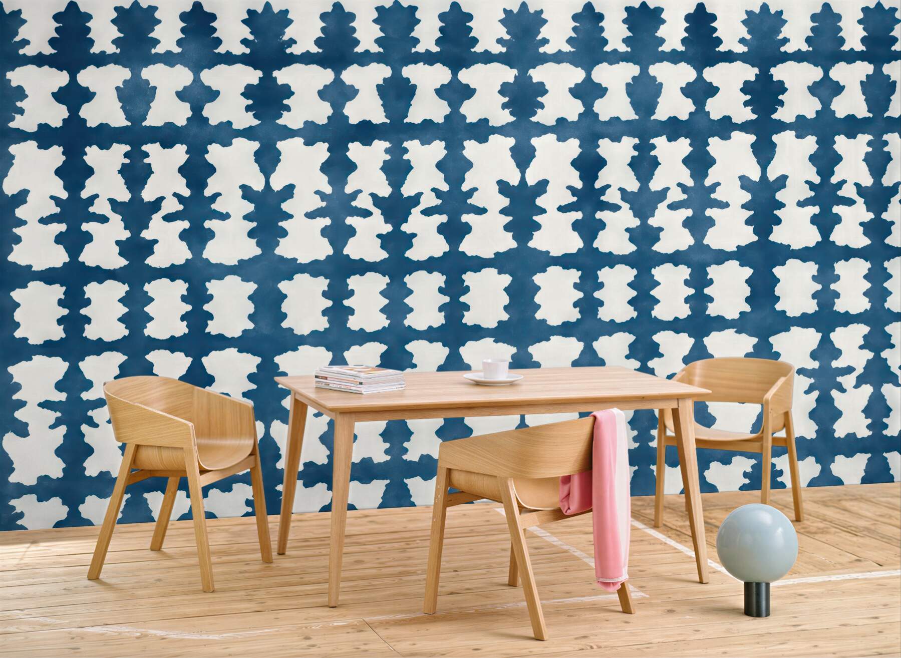 Fototapeta niebieski geometryczny wzór akwarelowy