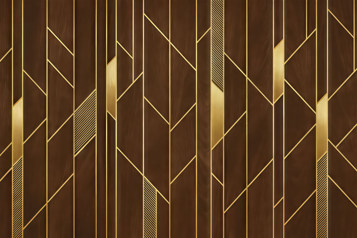 Fototapeta złota geometria na drewnianym tle
