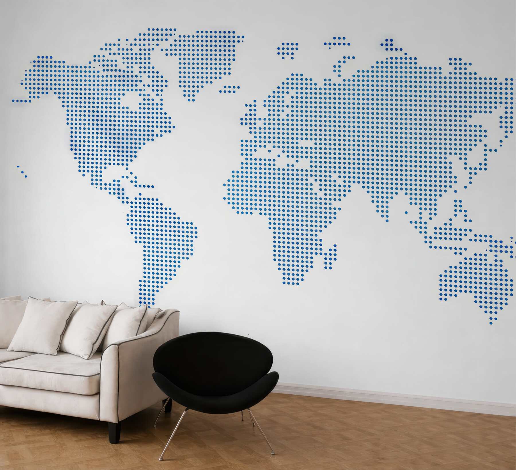 Fototapeta niebieska mapa świata w kropkach