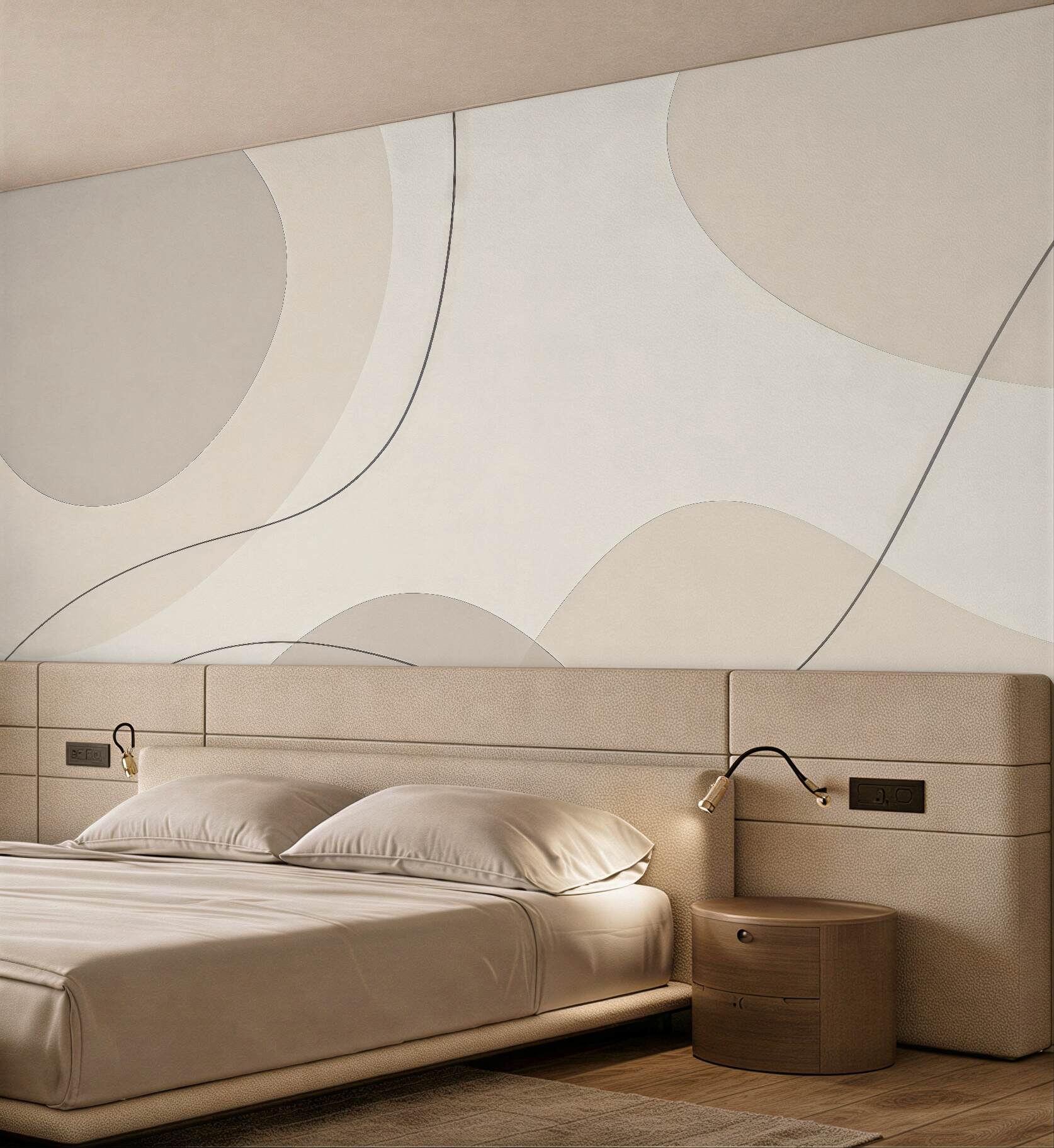 Fototapeta beżowa abstrakcja z płynną linią