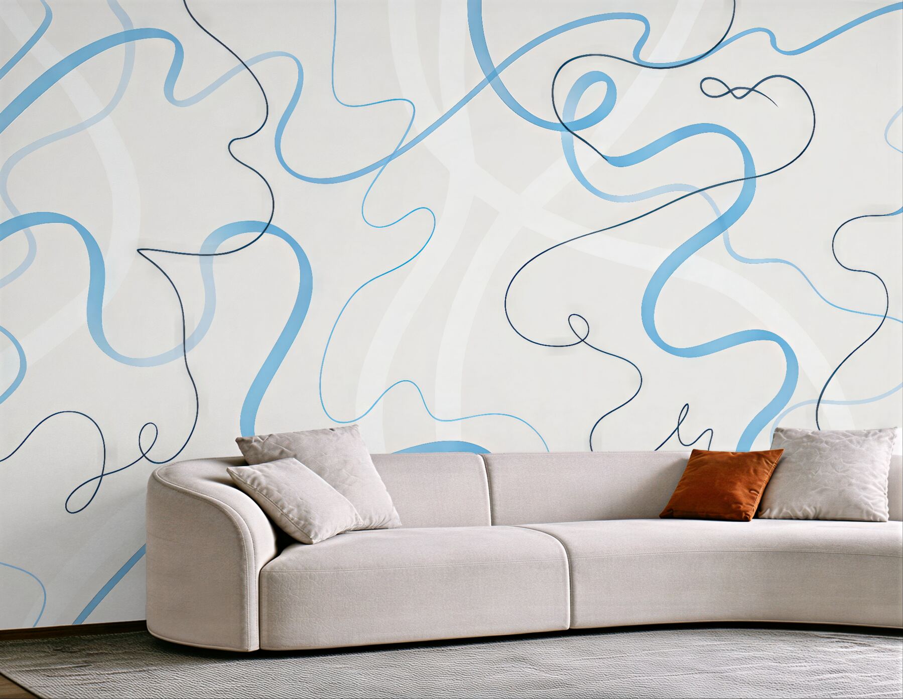 Fototapeta błękitne abstrakcyjne linie w lekkości