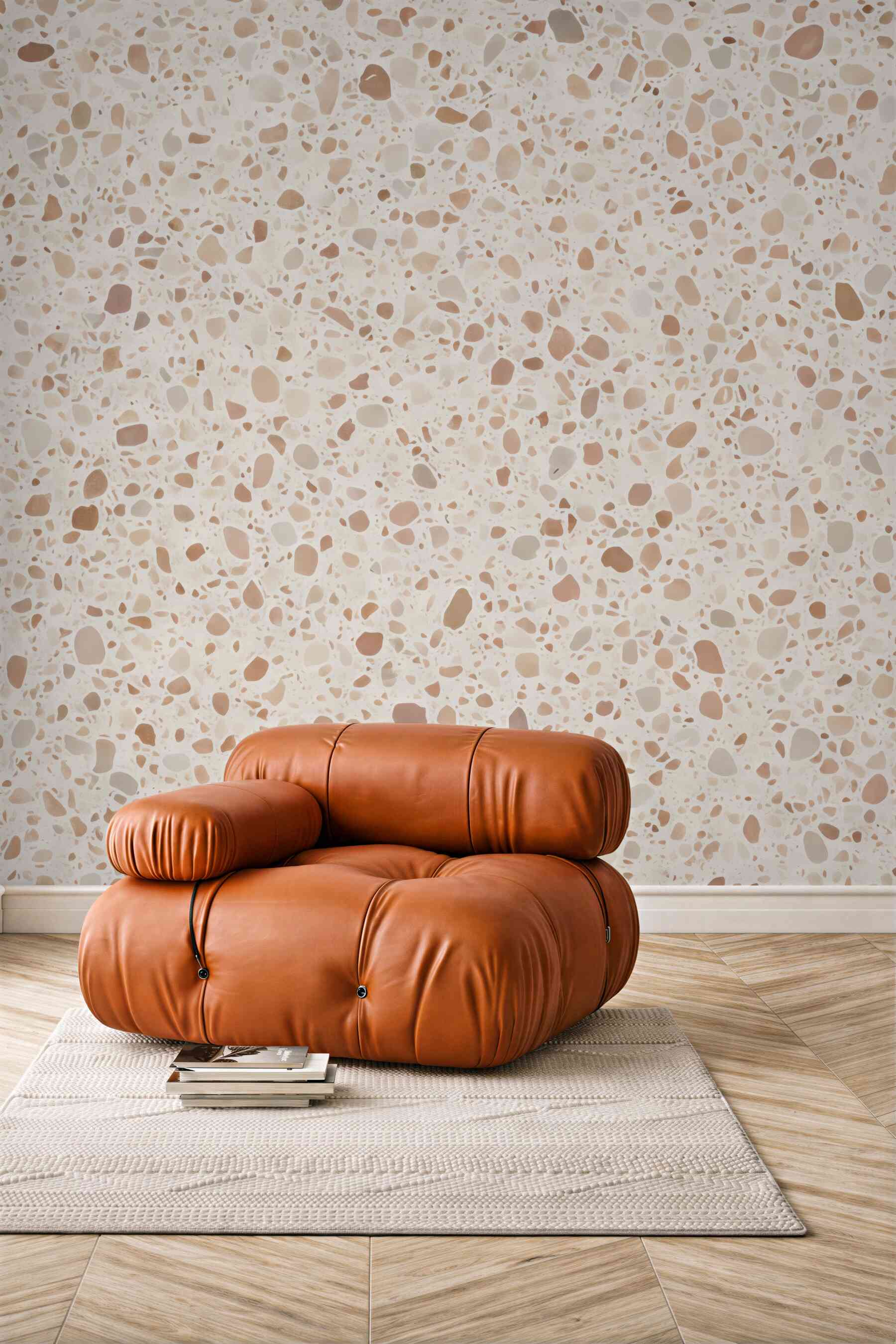 Fototapeta beżowe terrazzo w ciepłym klimacie