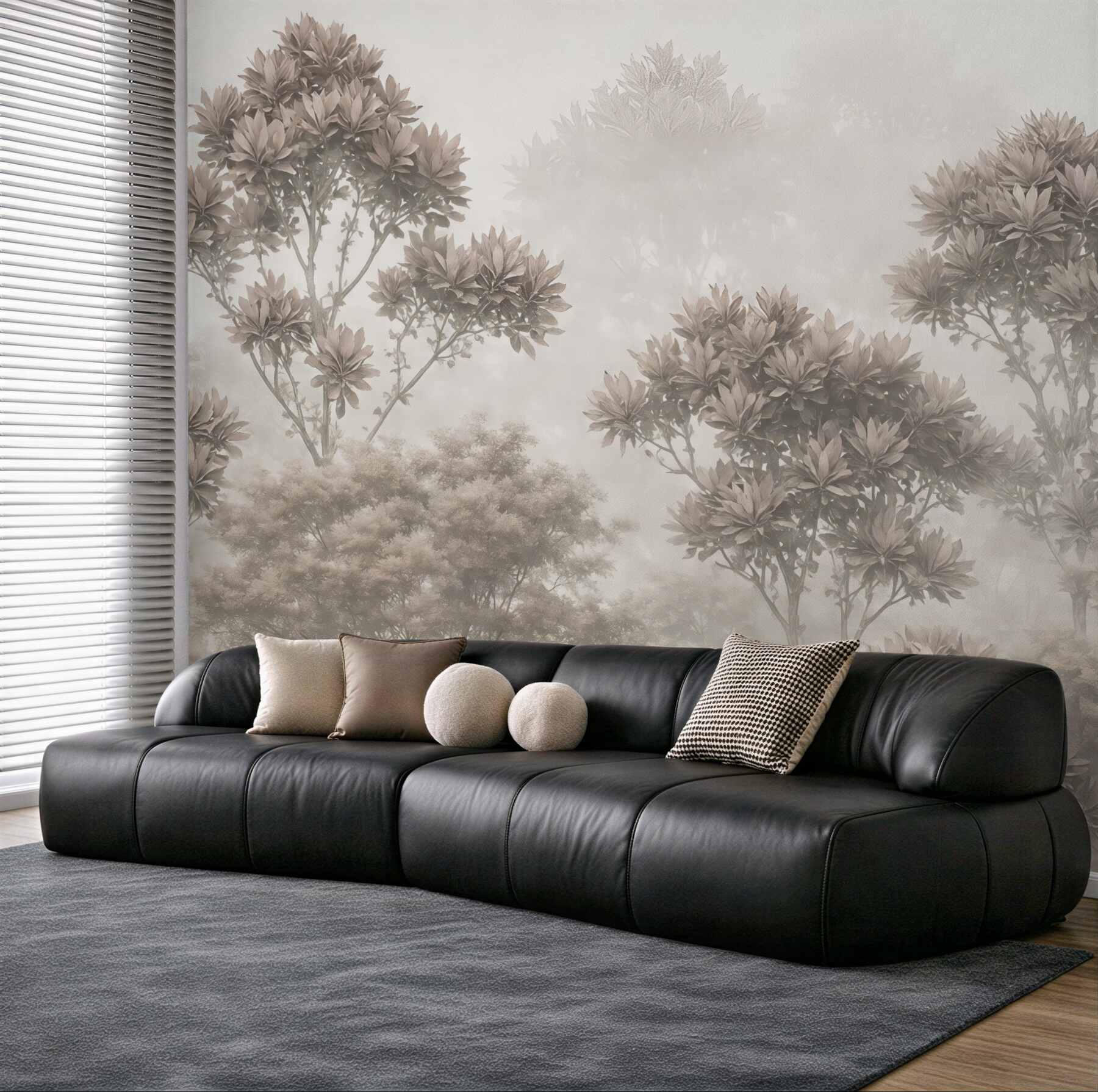 Fototapeta mglisty las w sepiowej elegancji